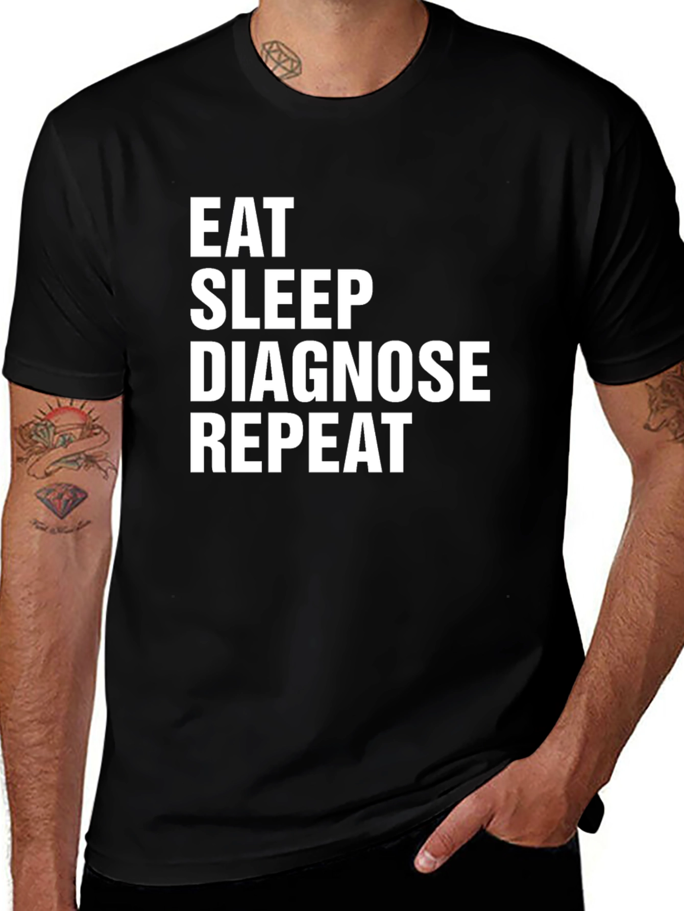 Eat Sleep Diagnose Repeat Black T-Shirt