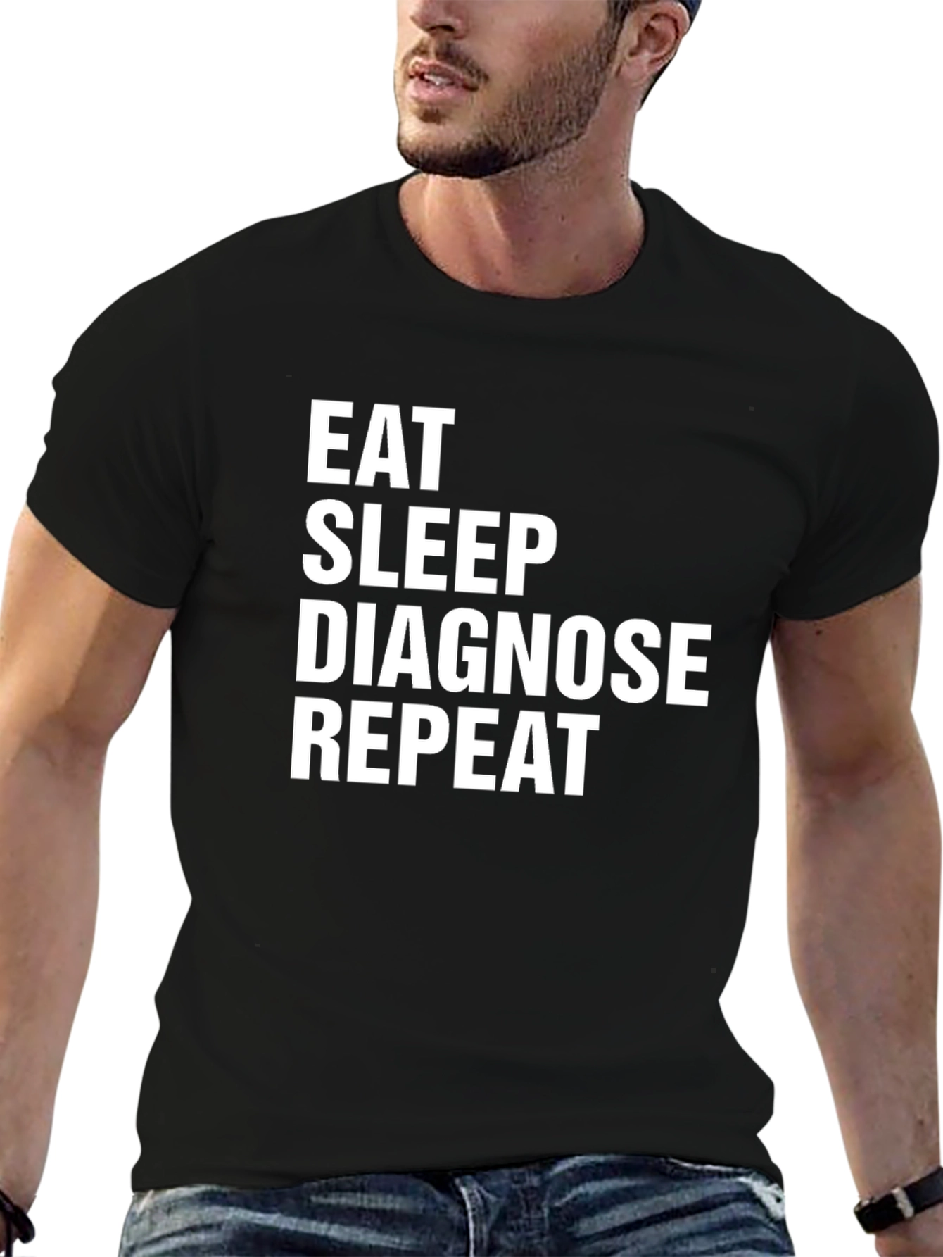 Eat Sleep Diagnose Repeat Black T-Shirt
