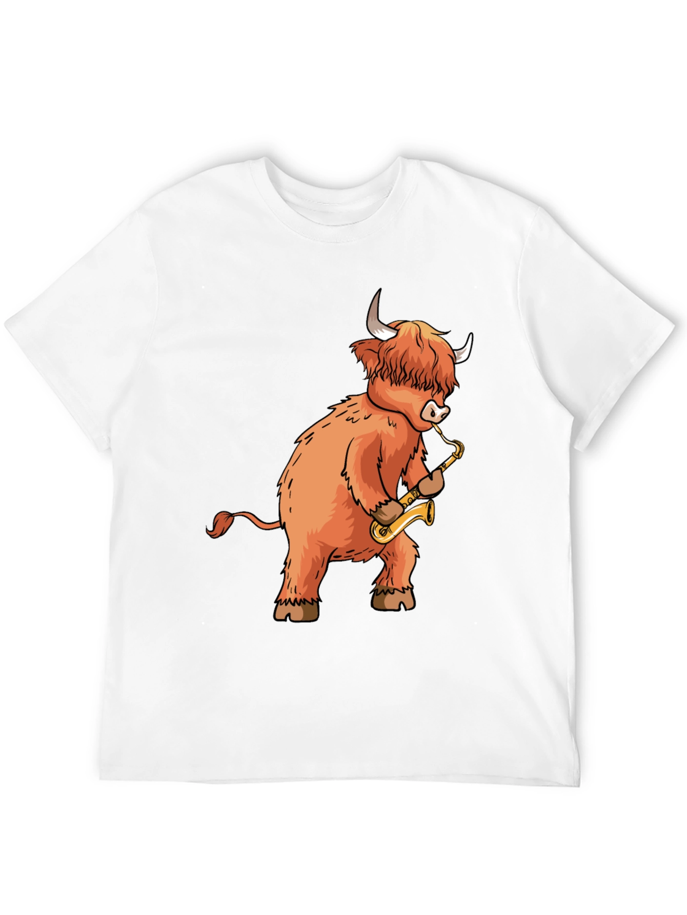 Highland Cow Saxophone T-Shirt - Funny Music Tee