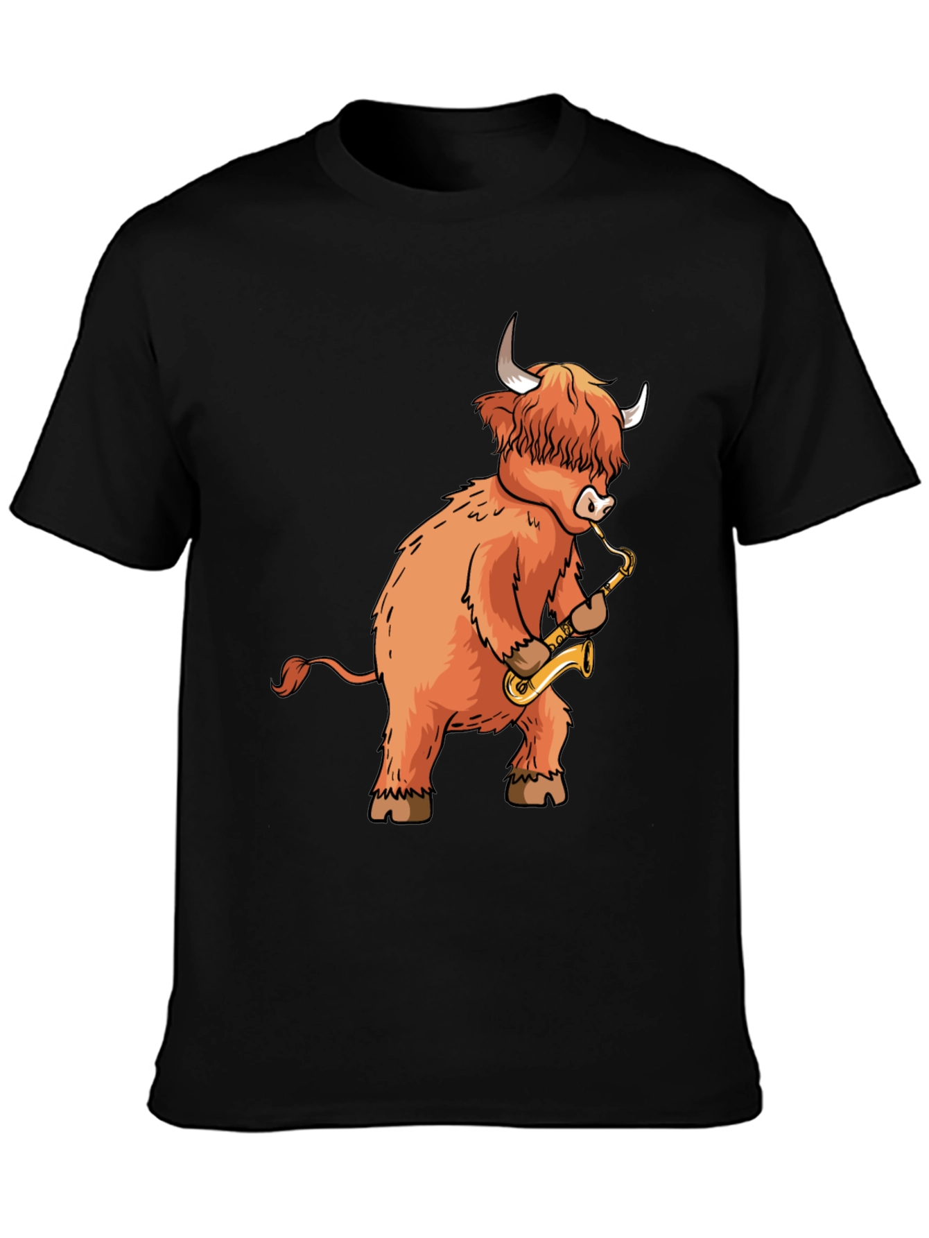 Highland Cow Saxophone T-Shirt - Funny Music Tee