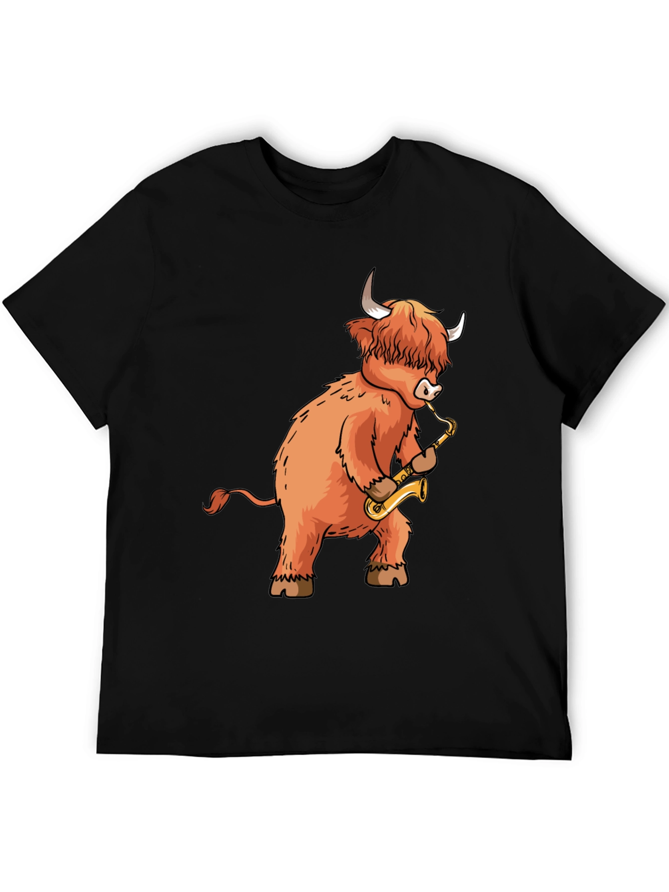 Highland Cow Saxophone T-Shirt - Funny Music Tee