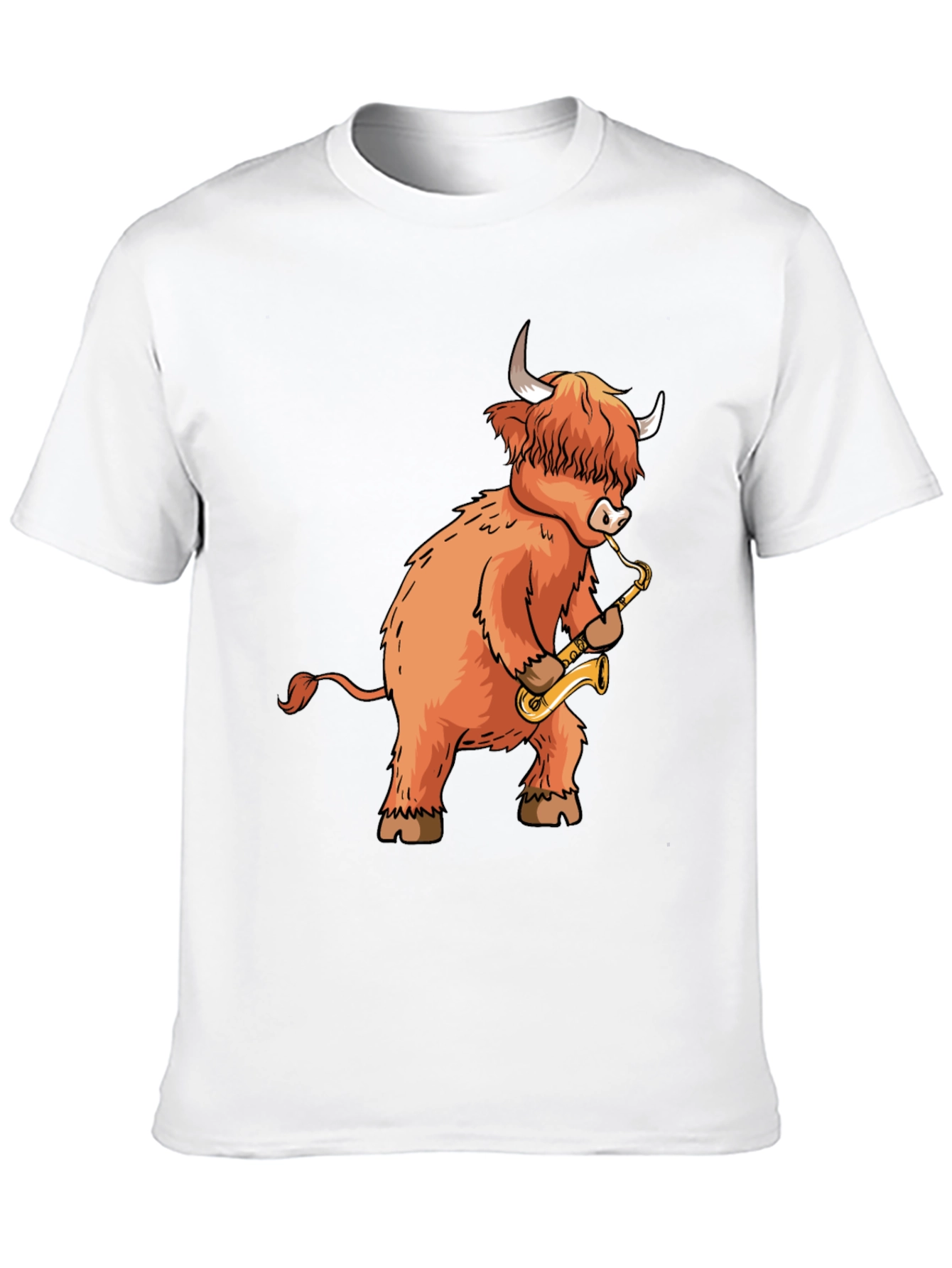 Highland Cow Saxophone T-Shirt - Funny Music Tee