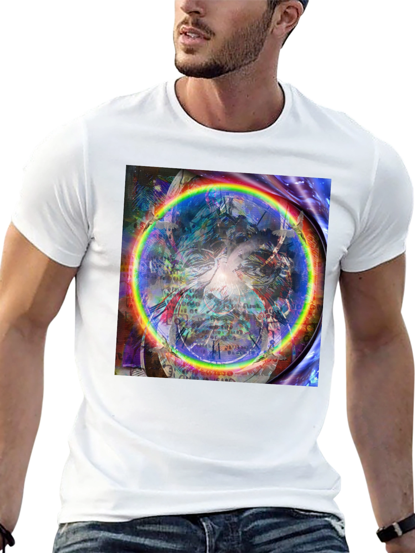 Psychedelic Rainbow Circle Graphic Tee