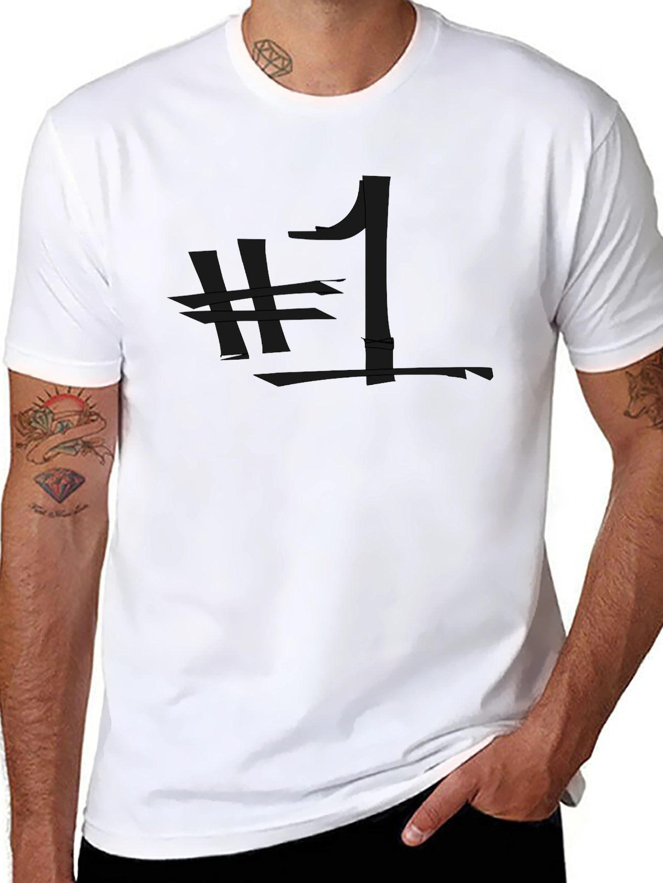 Edgy Number One Black Graphic Tee