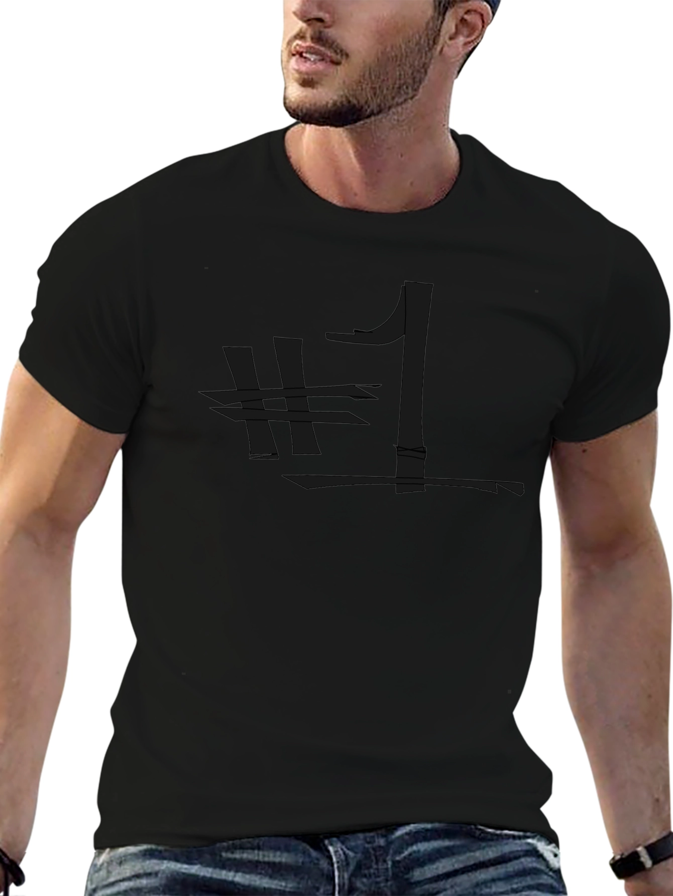 Edgy Number One Black Graphic Tee
