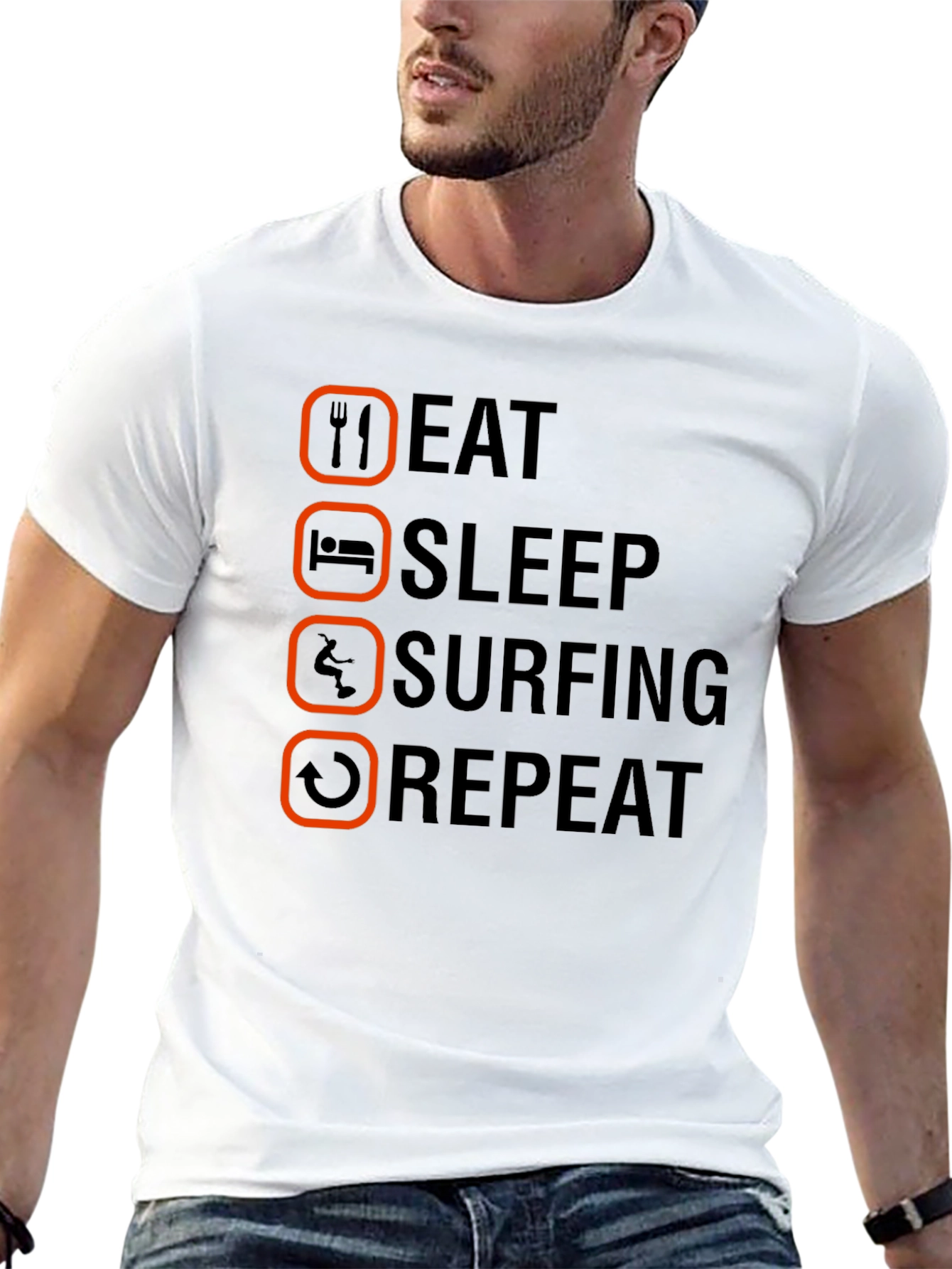 Eat Sleep Surfing Repeat Graphic T-Shirt