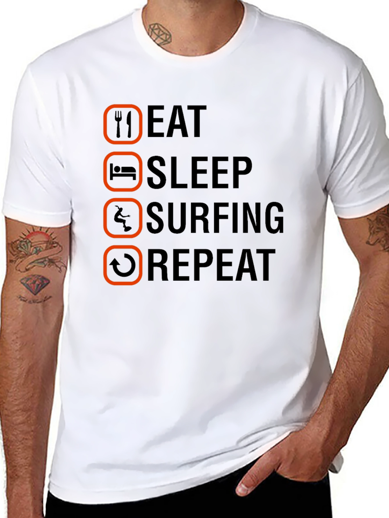 Eat Sleep Surfing Repeat Graphic T-Shirt