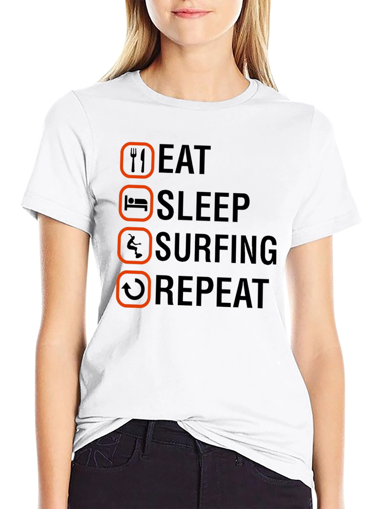 Eat Sleep Surfing Repeat Graphic T-Shirt