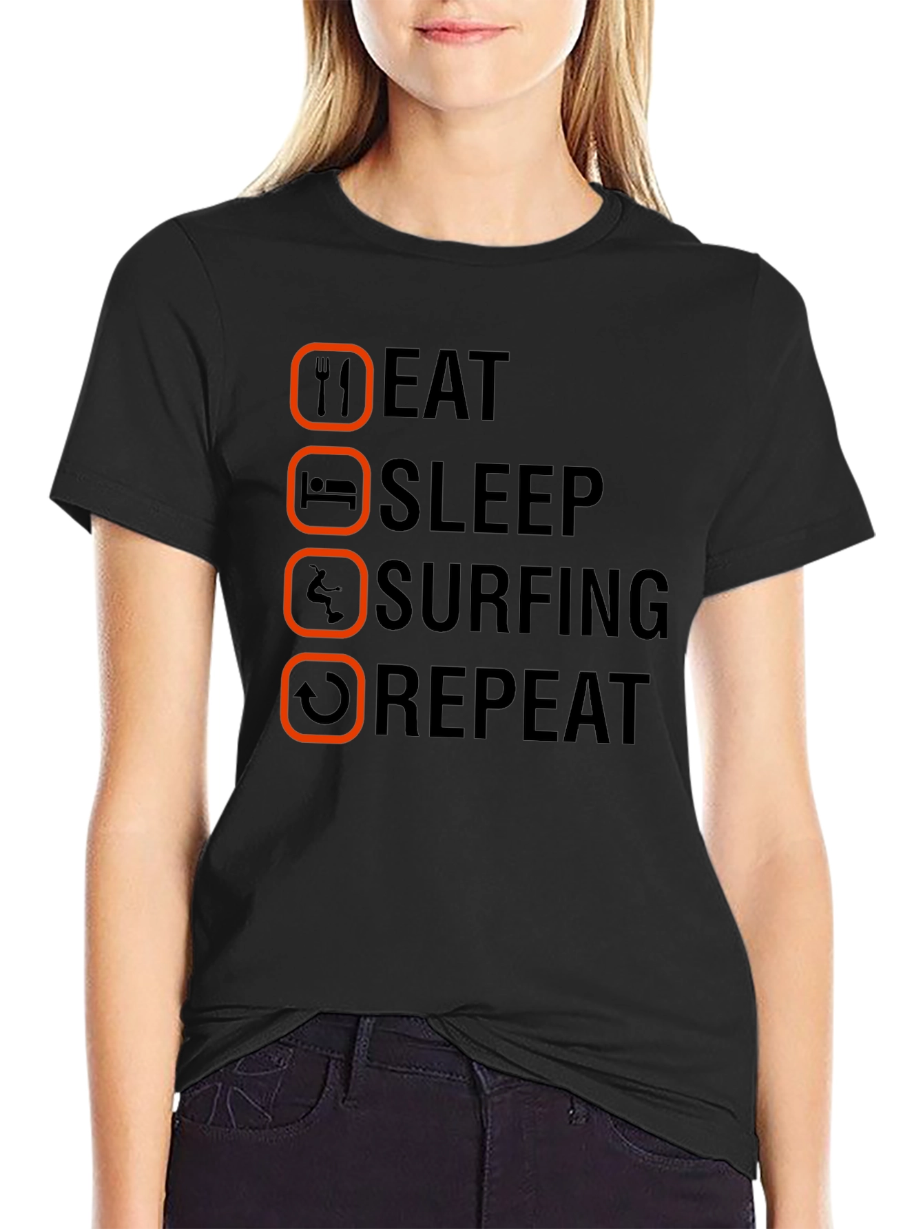 Eat Sleep Surfing Repeat Graphic T-Shirt