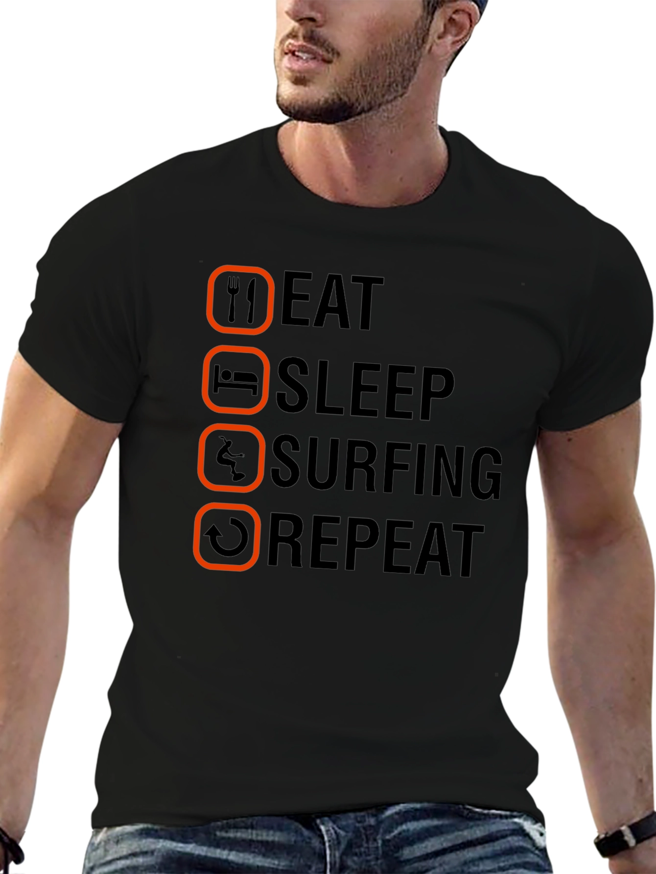 Eat Sleep Surfing Repeat Graphic T-Shirt