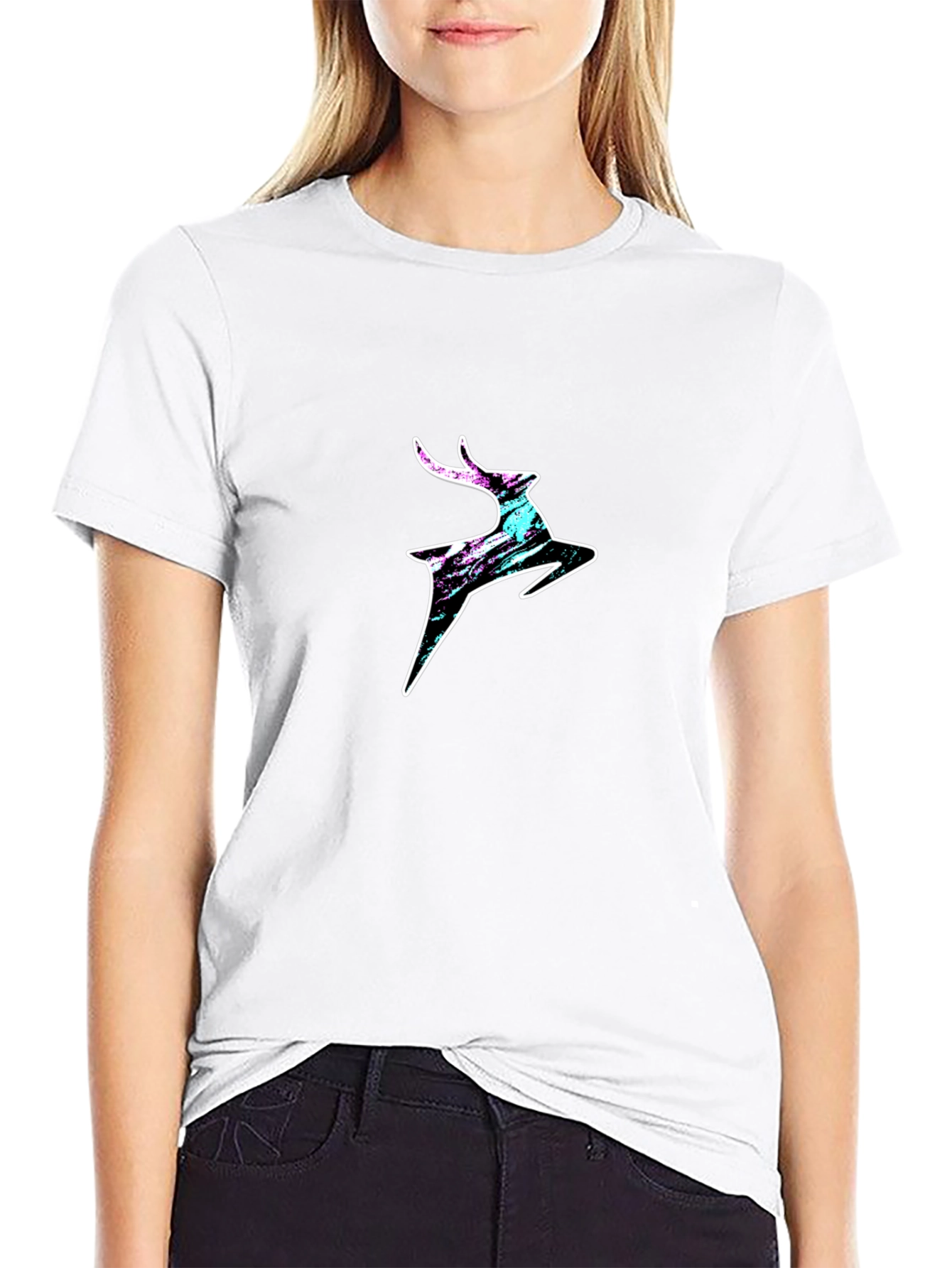 Modern Deer Graphic T-Shirt - Black