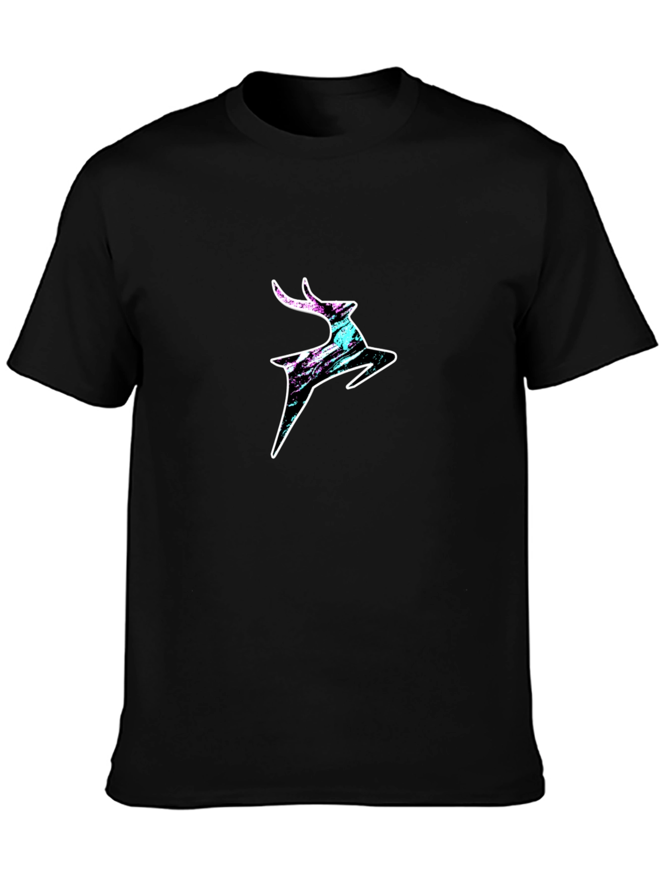 Modern Deer Graphic T-Shirt - Black