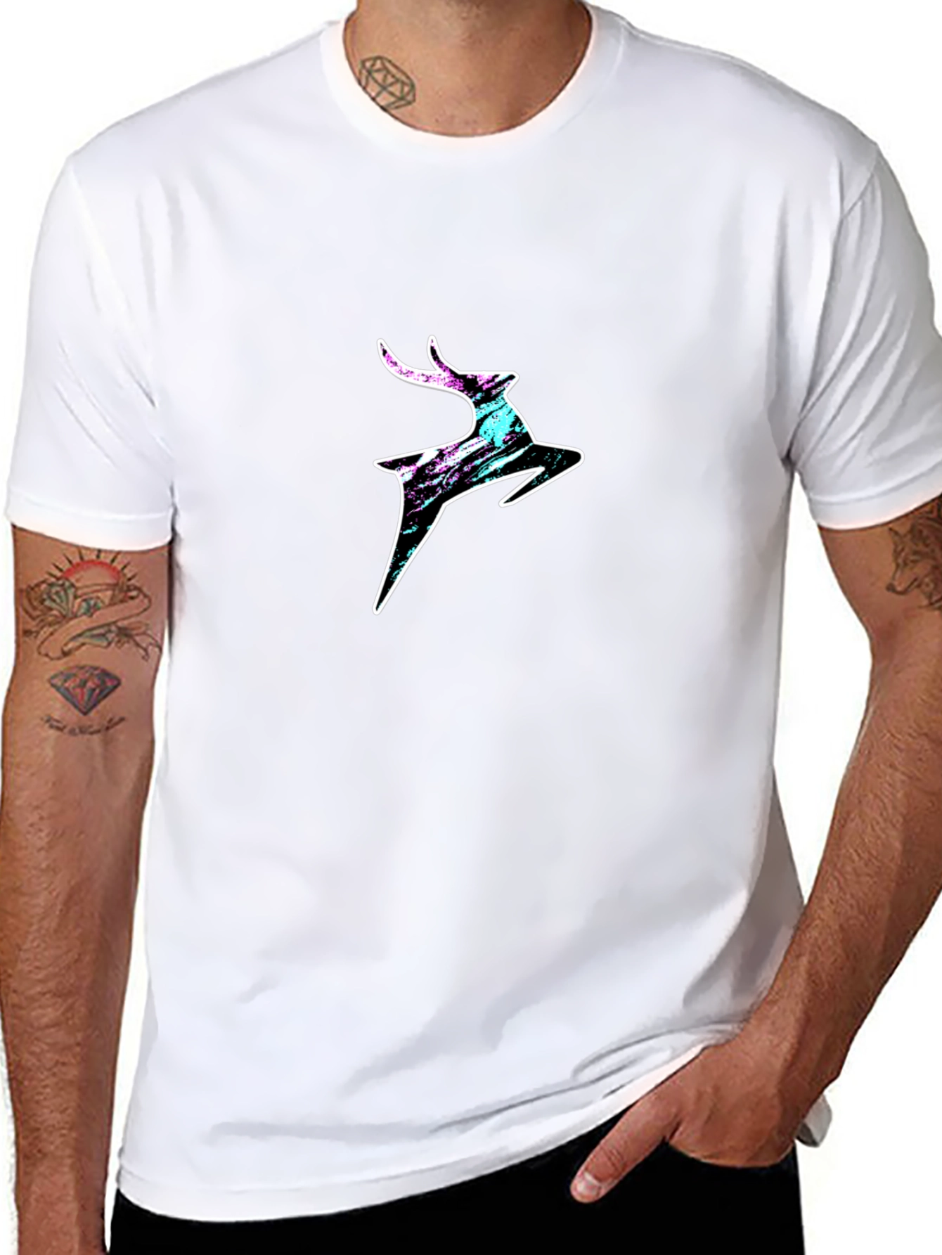 Modern Deer Graphic T-Shirt - Black