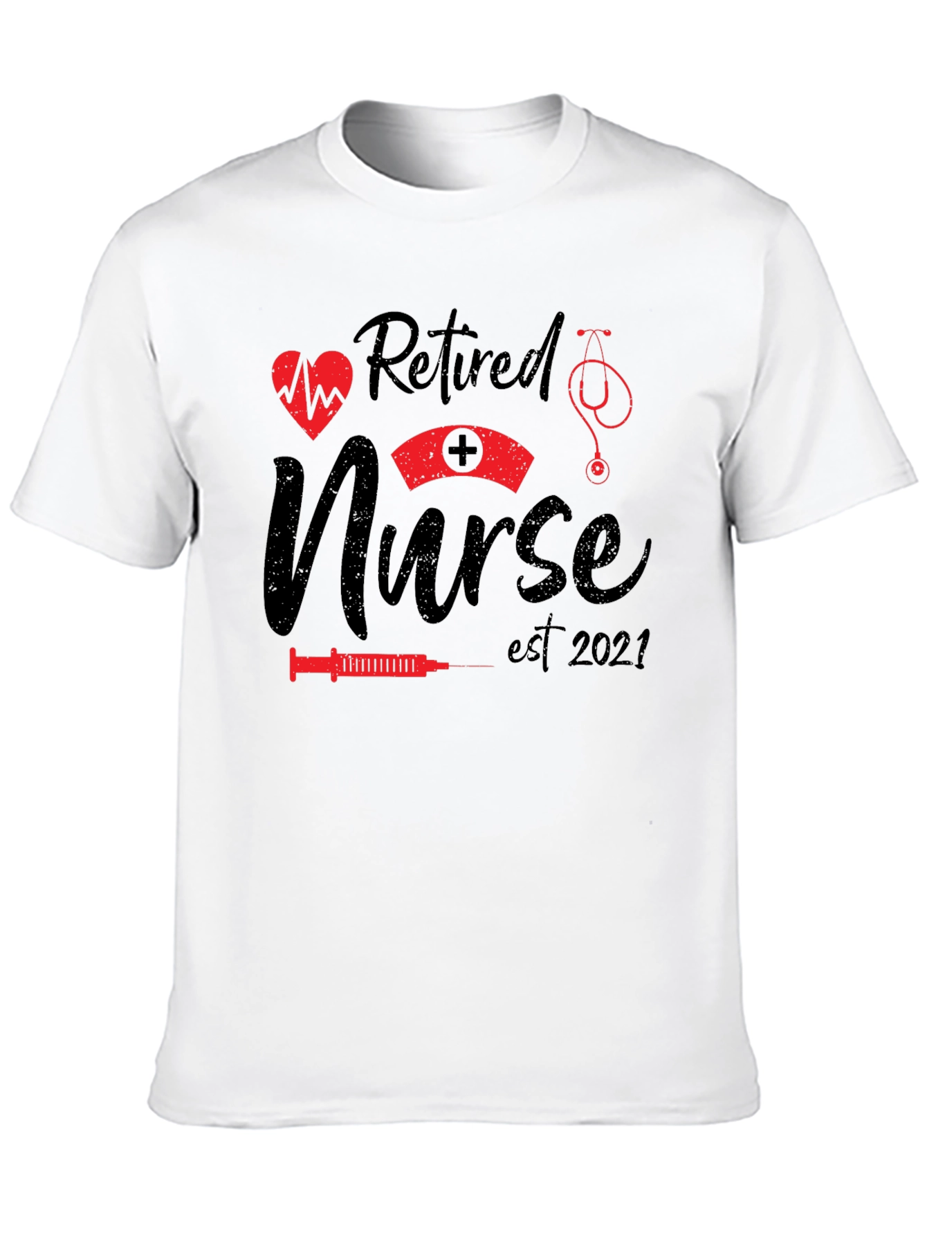 Retired Nurse T-Shirt - Est. 2021 - Black Cotton