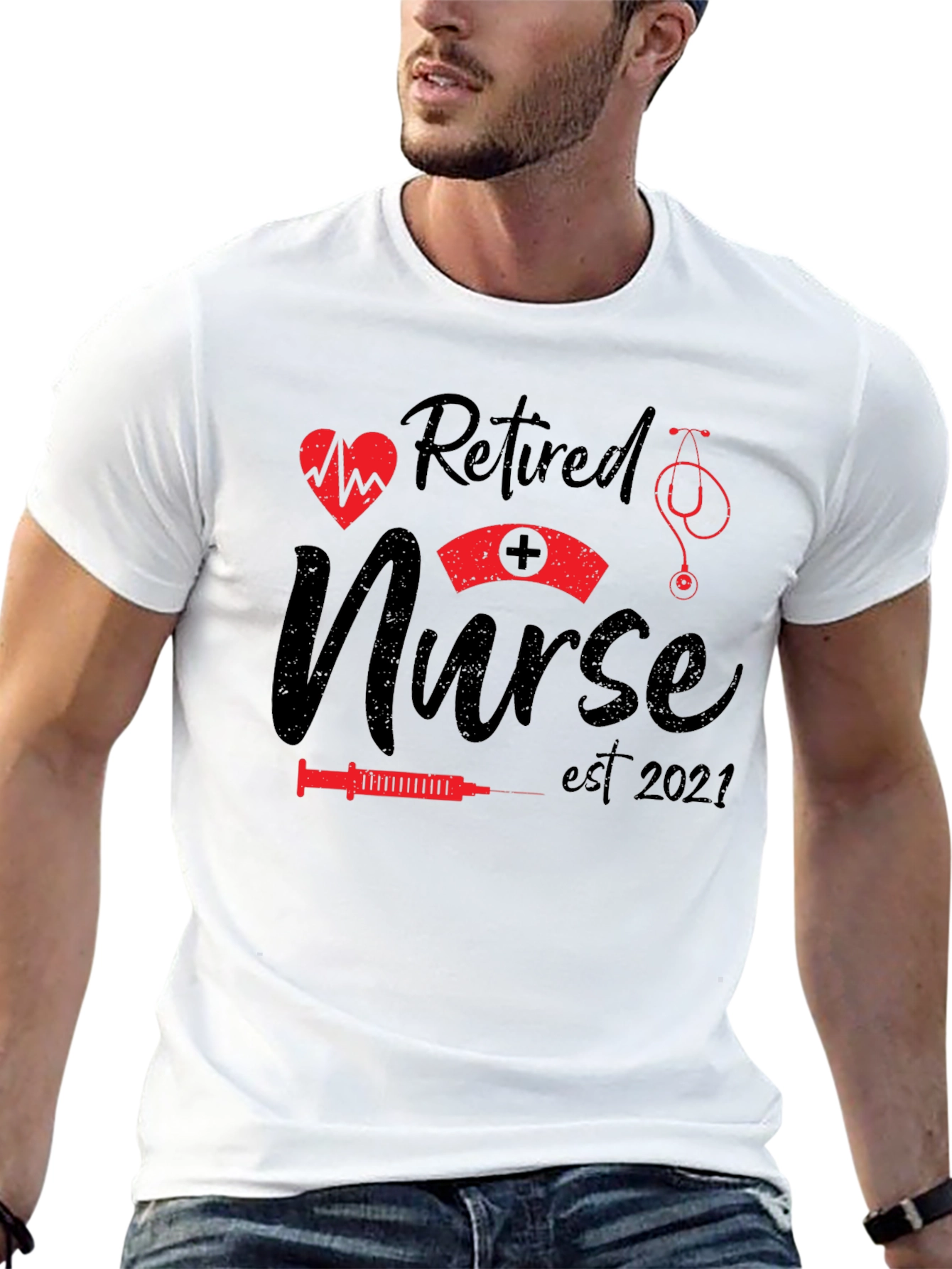 Retired Nurse T-Shirt - Est. 2021 - Black Cotton