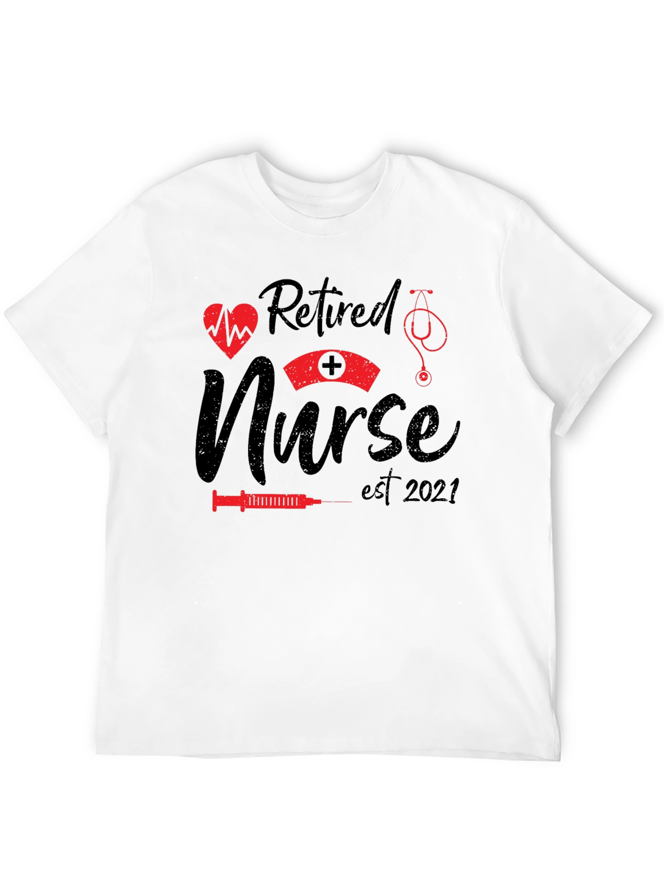 Retired Nurse T-Shirt - Est. 2021 - Black Cotton
