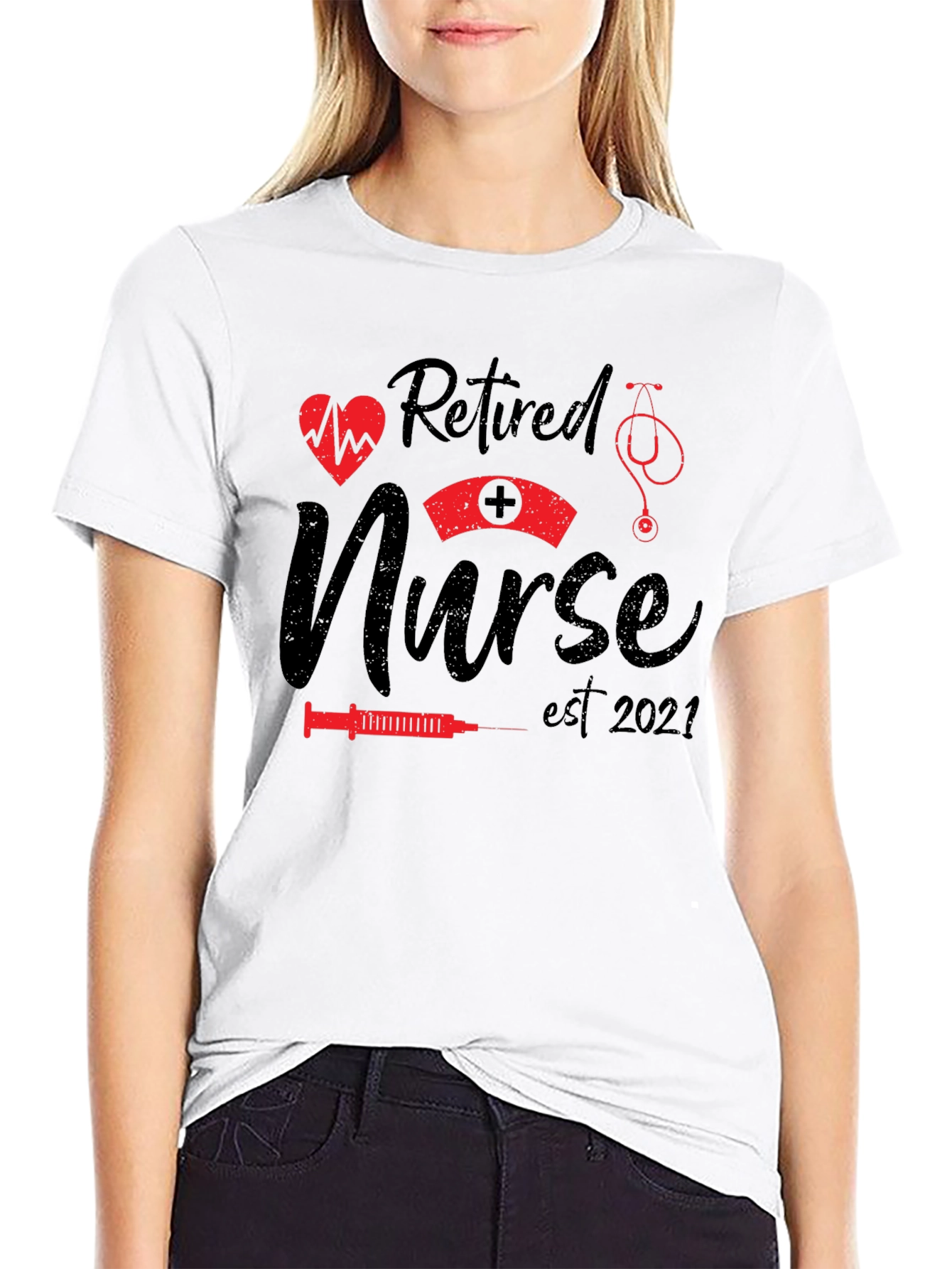 Retired Nurse T-Shirt - Est. 2021 - Black Cotton