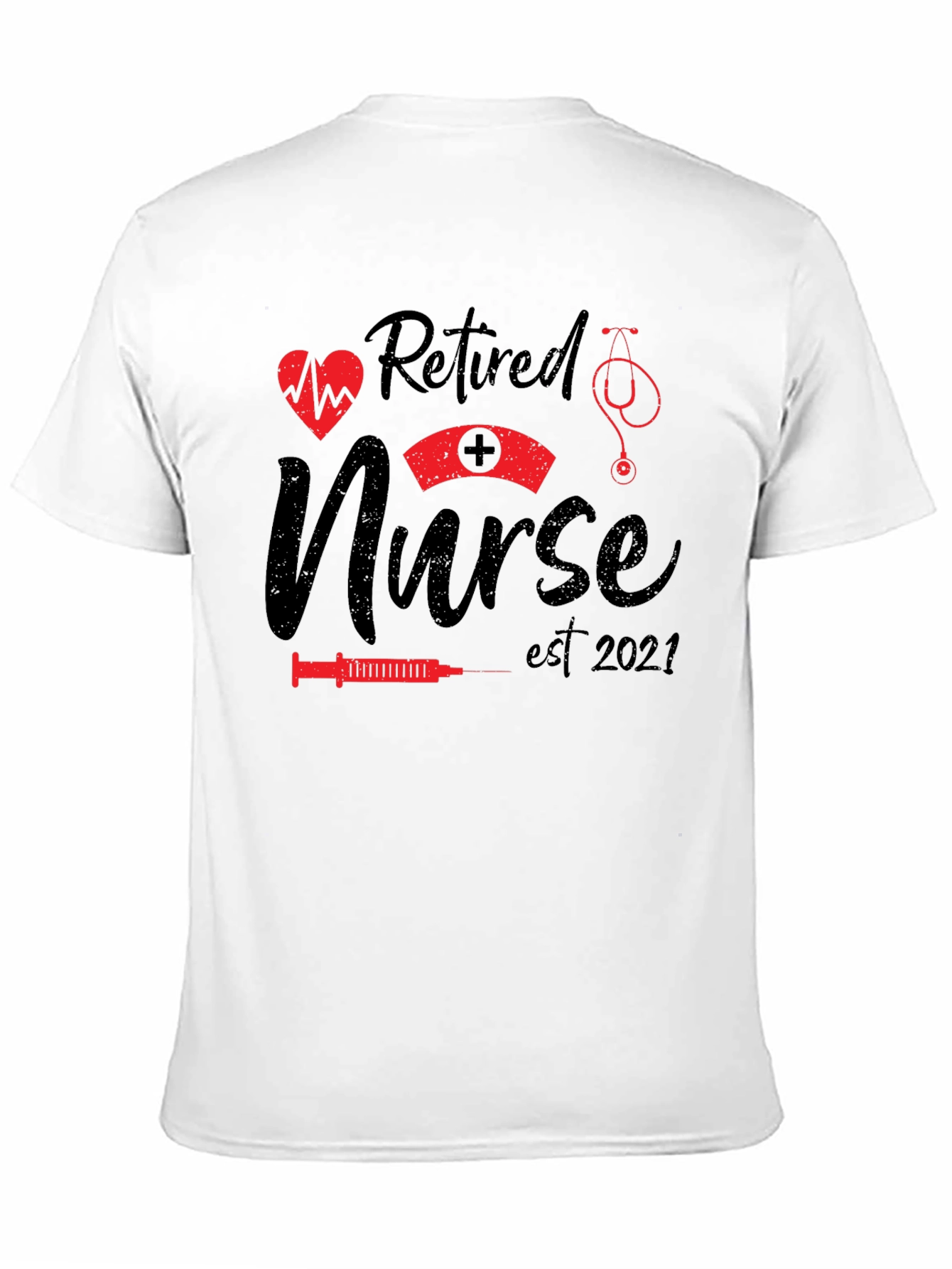 Retired Nurse T-Shirt - Est. 2021 - Black Cotton