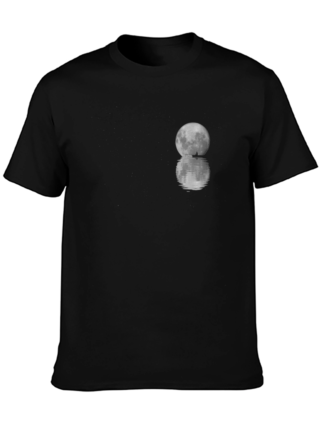 Moon Reflection Graphic Tee - Black Cotton T-Shirt