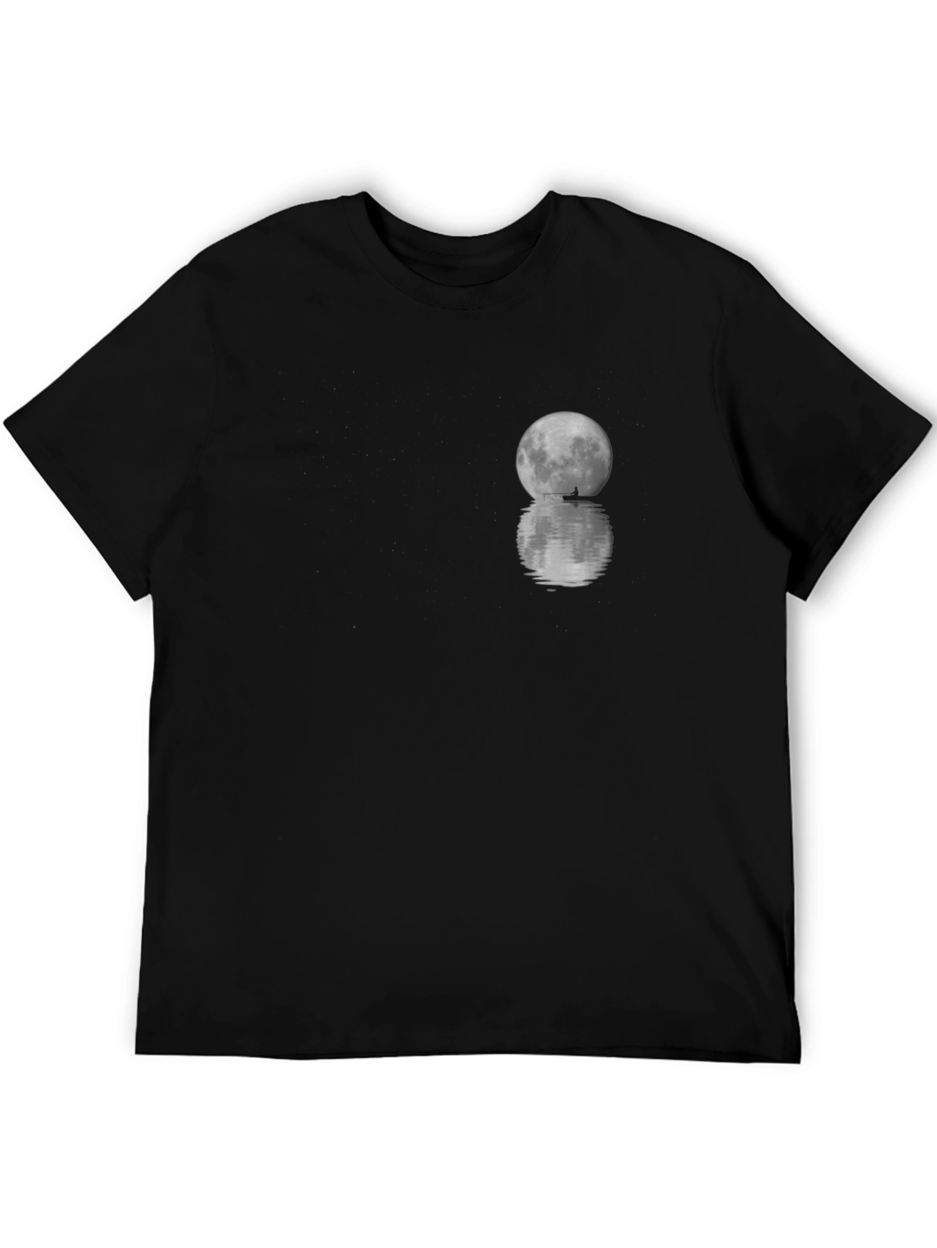 Moon Reflection Graphic Tee - Black Cotton T-Shirt