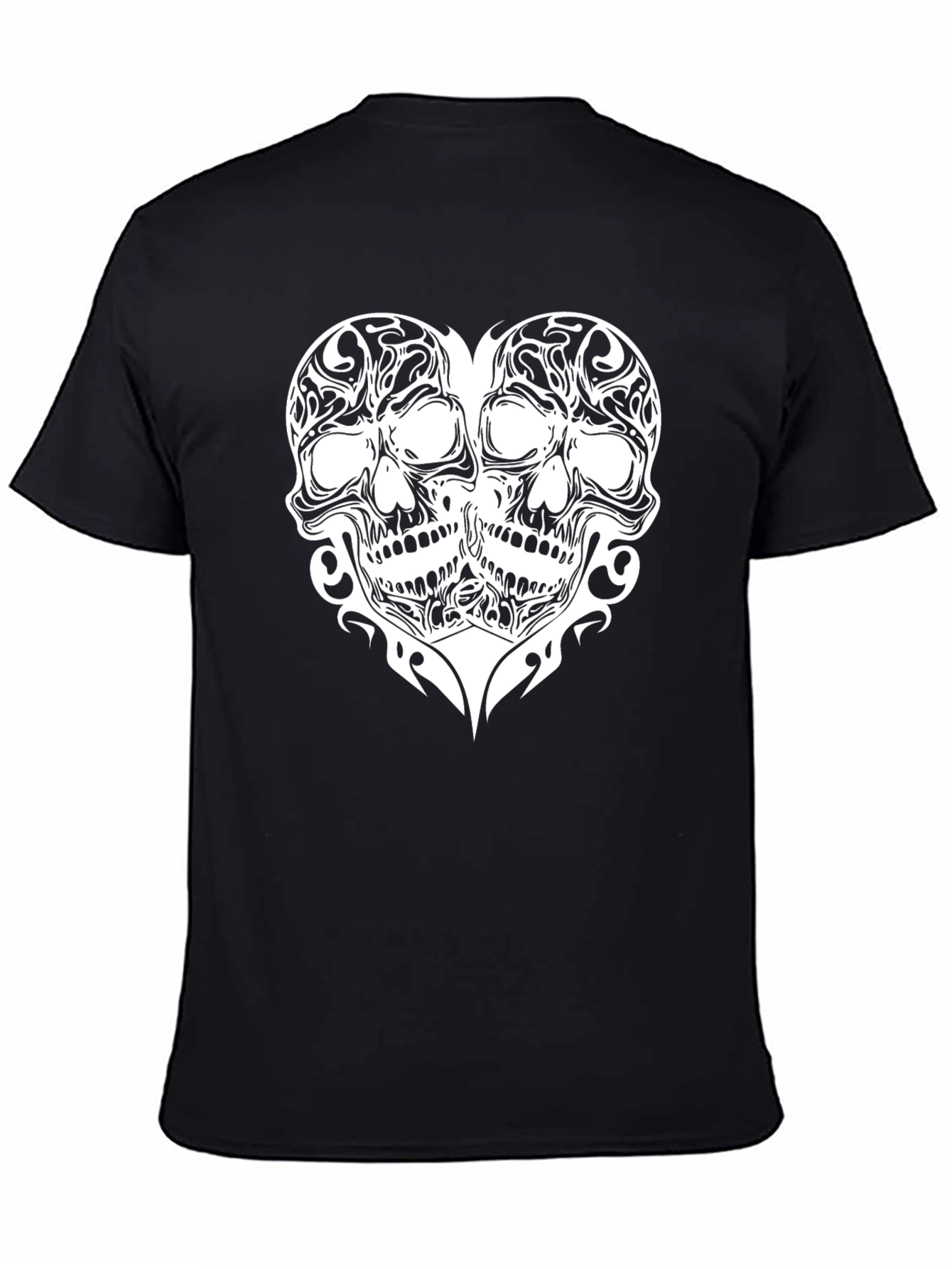 Skull Heart Graphic Print Black T-Shirt