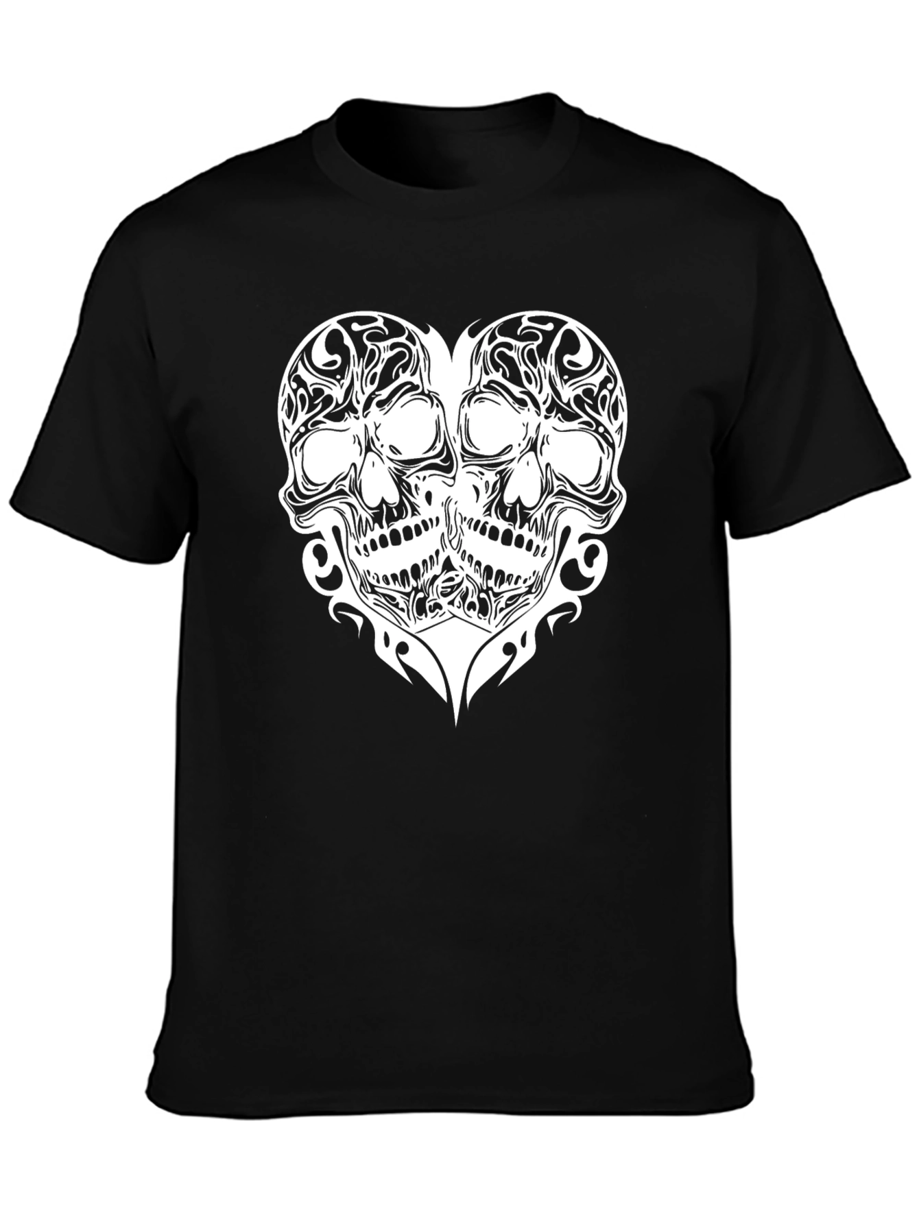Skull Heart Graphic Print Black T-Shirt