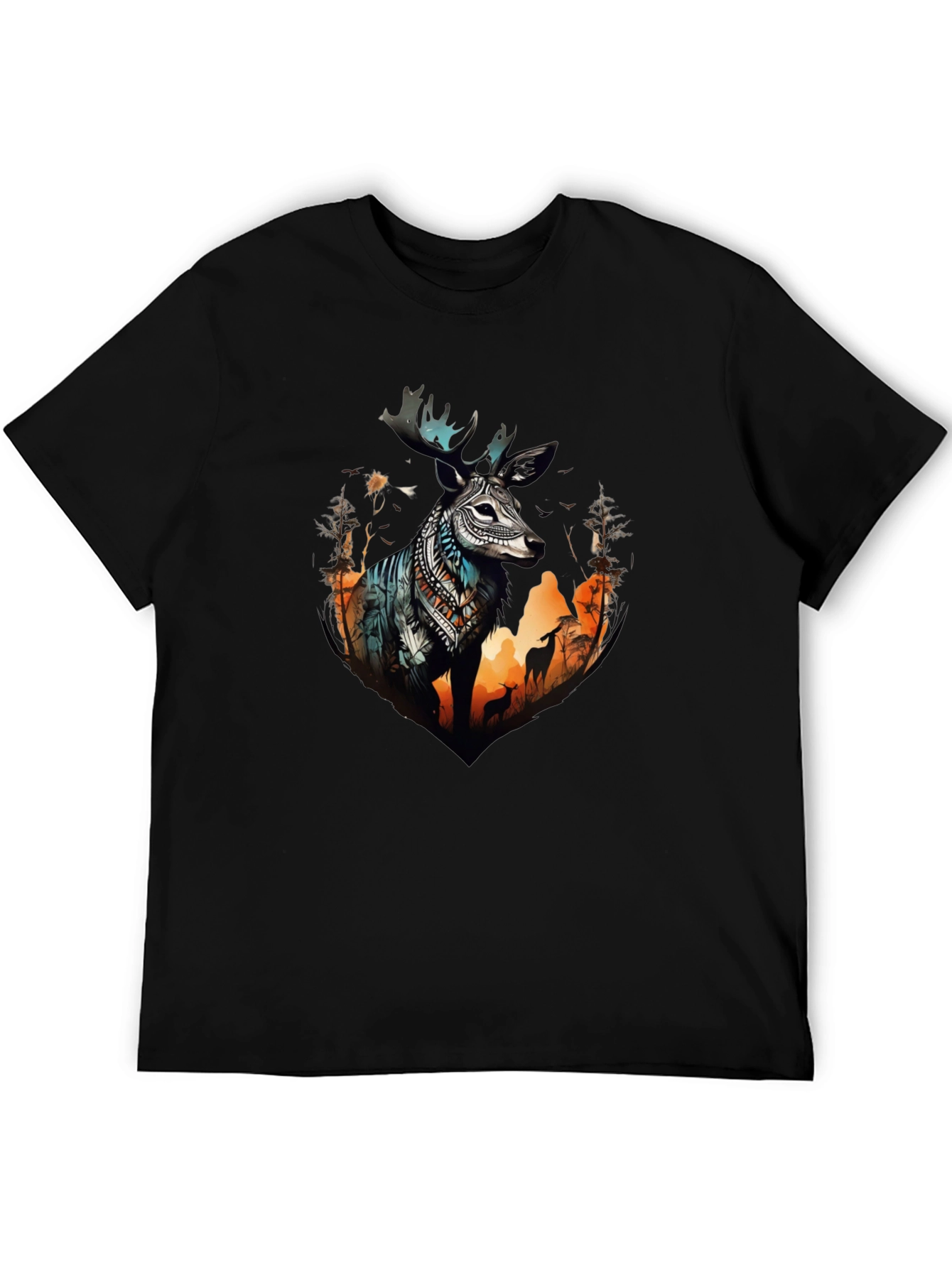 Deer Graphic Print Crew Neck Tee