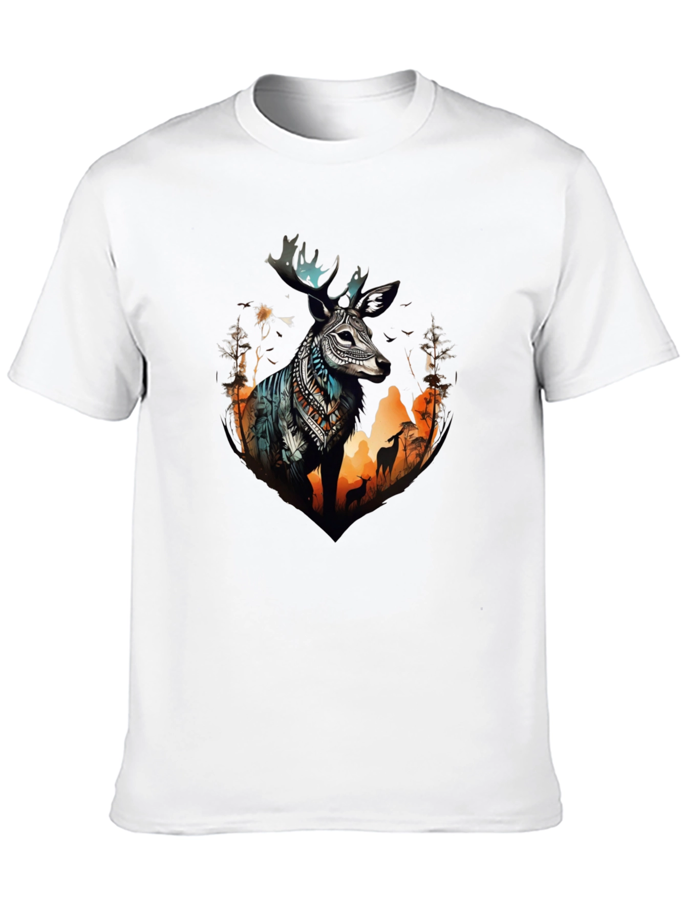 Deer Graphic Print Crew Neck Tee