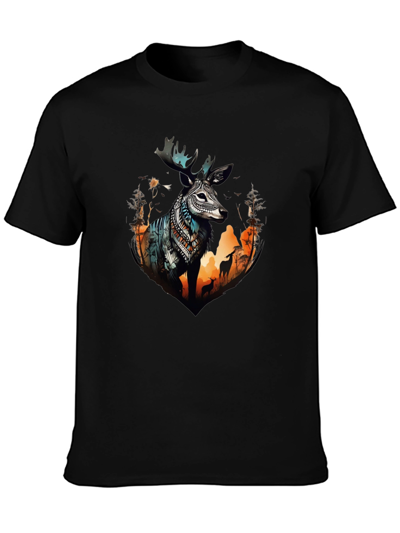 Deer Graphic Print Crew Neck Tee