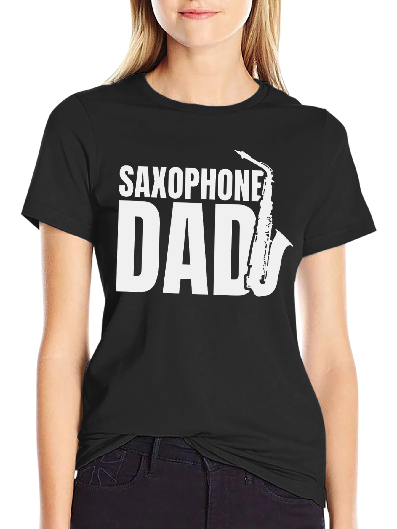 Saxophone Dad Black T-Shirt - Musician Fathers Day Tee