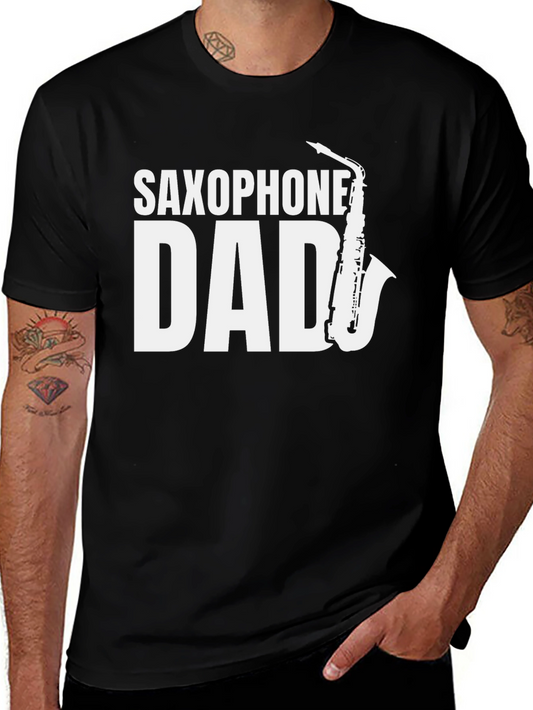 Saxophone Dad Black T-Shirt - Musician Fathers Day Tee