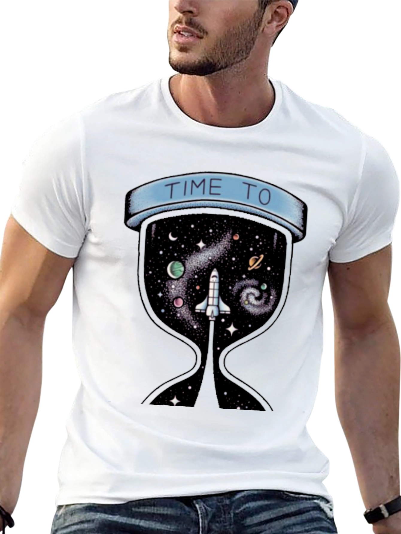 Time To Explore Space Black T-Shirt