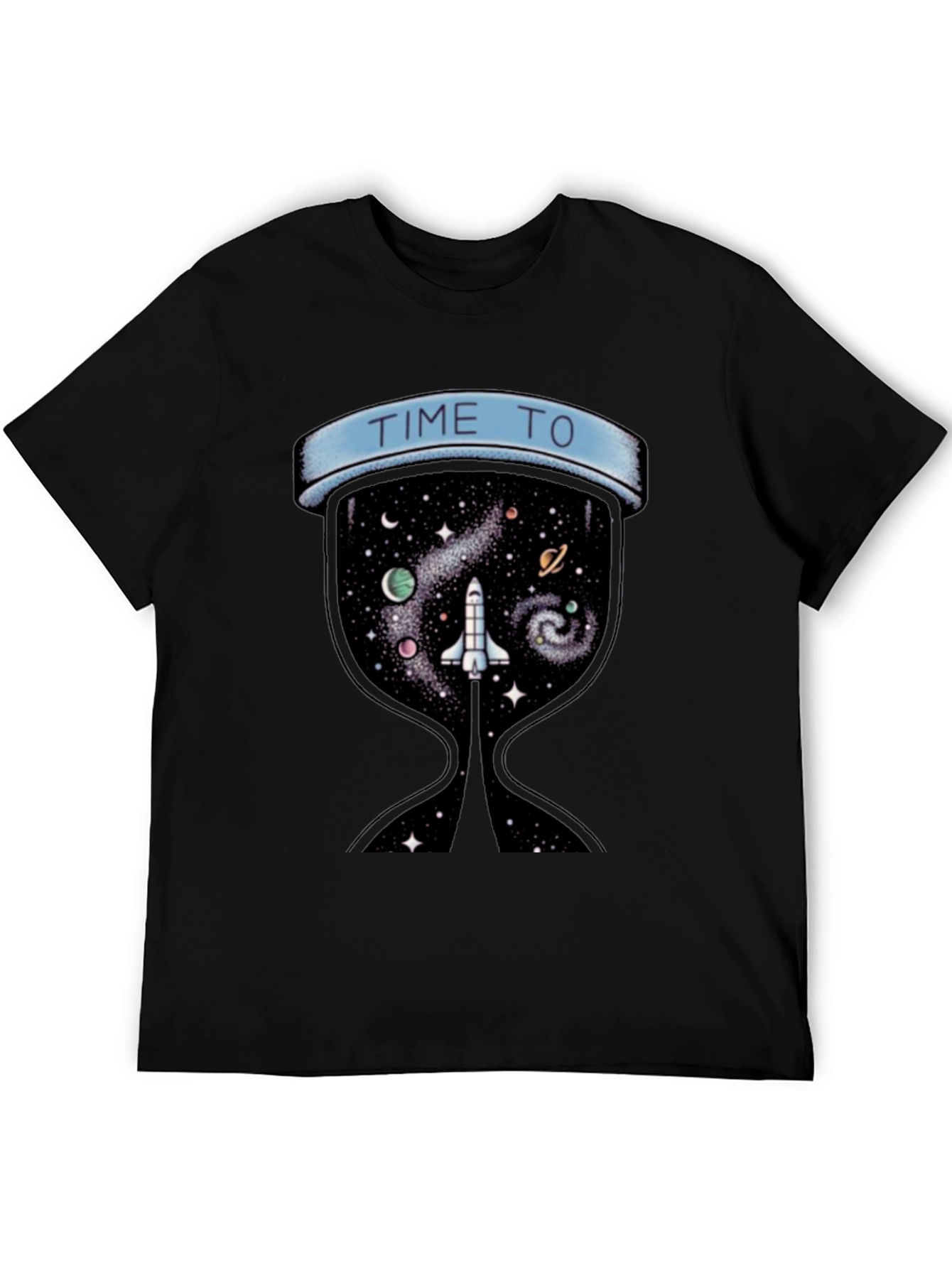Time To Explore Space Black T-Shirt