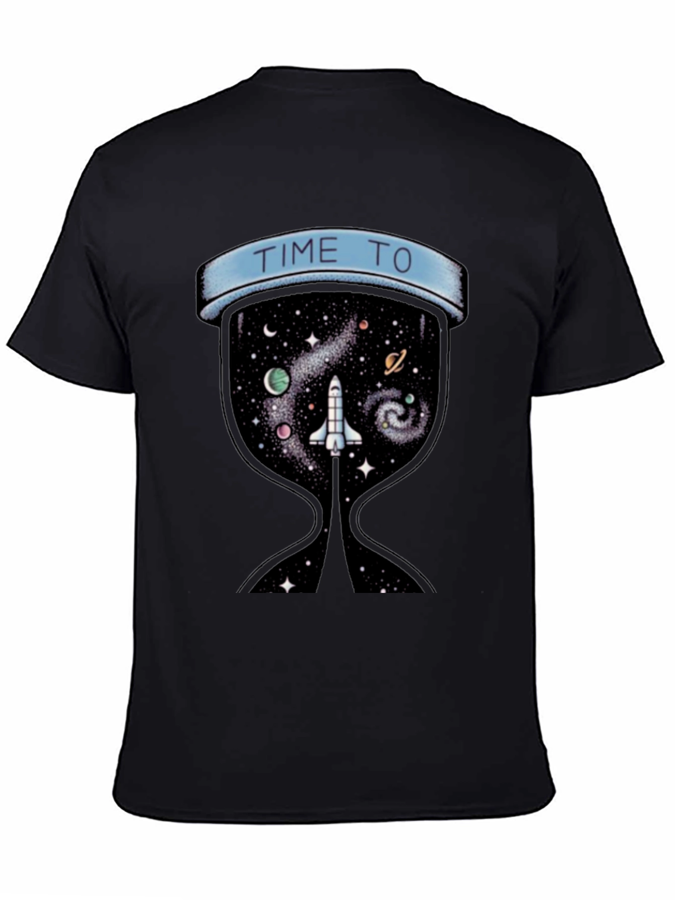Time To Explore Space Black T-Shirt