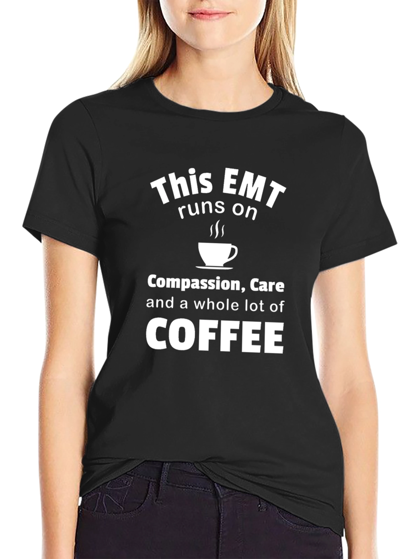 EMT Coffee T-Shirt - Compassion Care and Caffeine