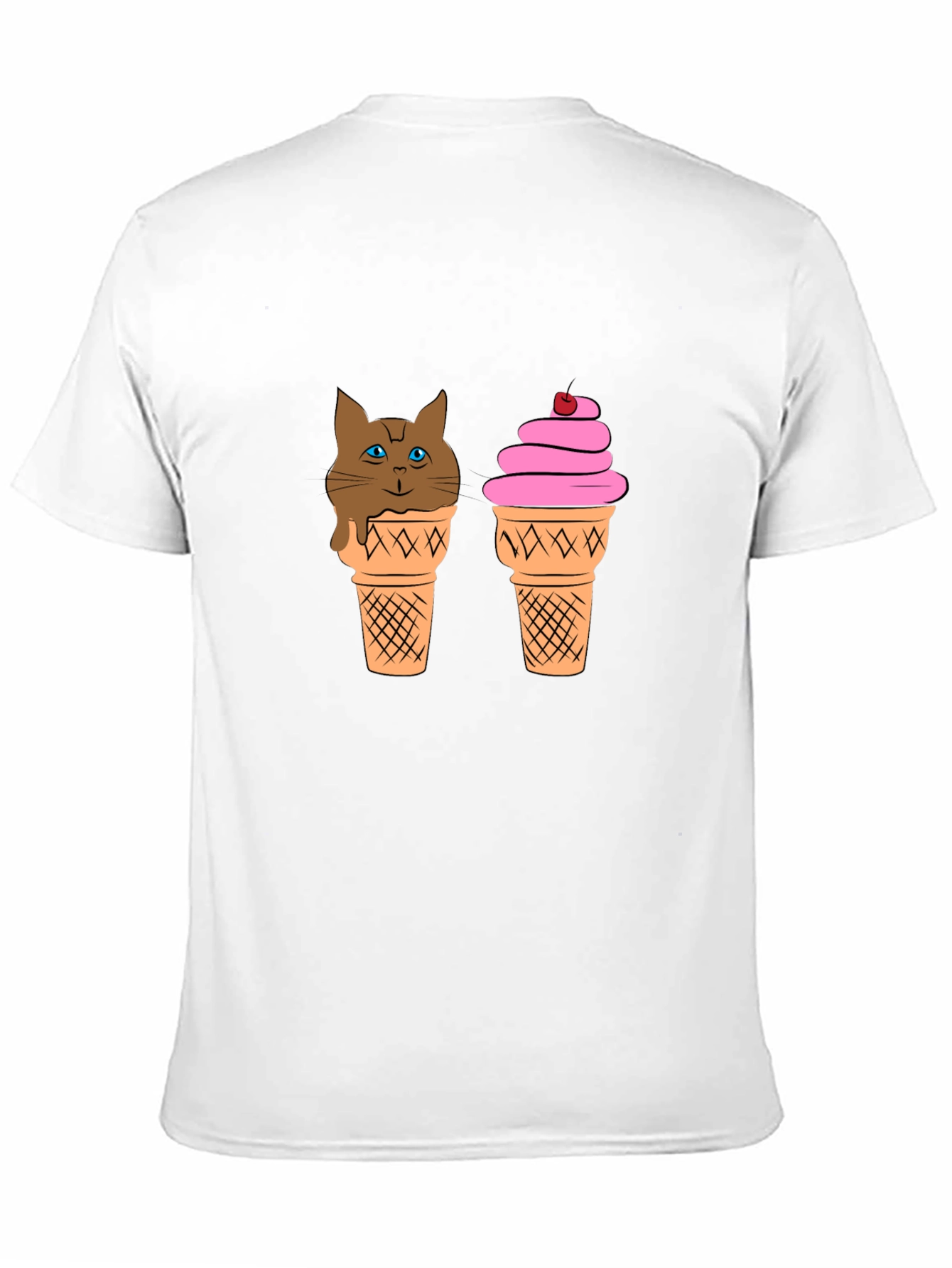 Ice Cream Cat Graphic Tee - Unisex Black T-Shirt