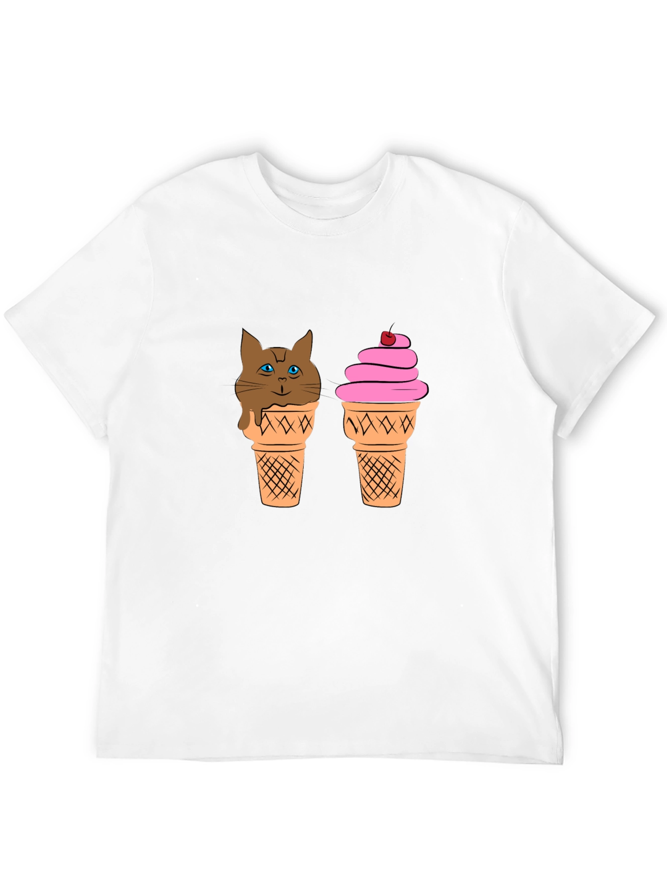 Ice Cream Cat Graphic Tee - Unisex Black T-Shirt