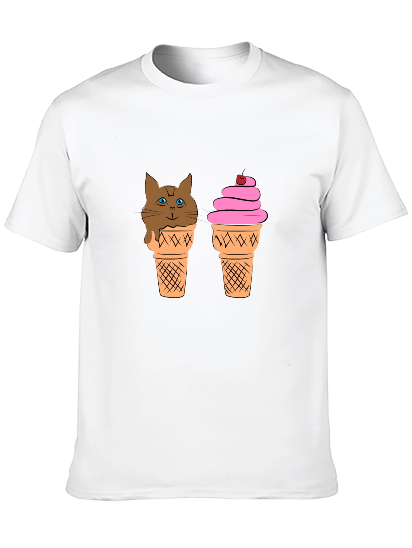 Ice Cream Cat Graphic Tee - Unisex Black T-Shirt
