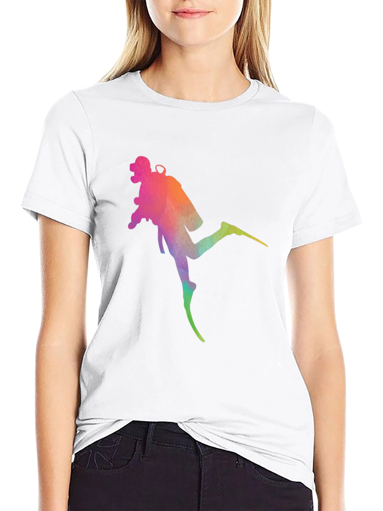 Diver Silhouette Graphic Tee - Black Cotton Blend
