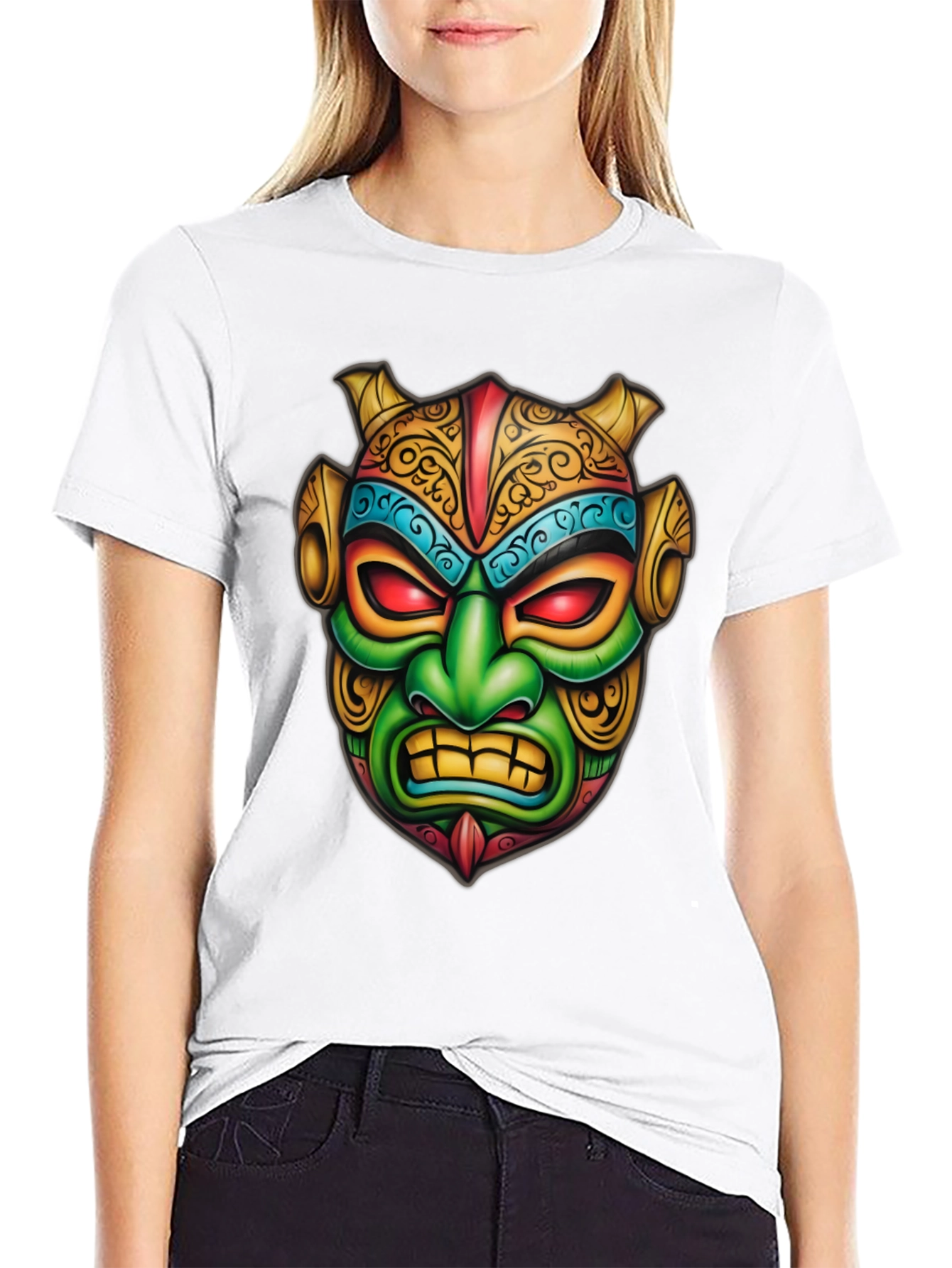 Mens Graphic Tee - Tribal Mask Design