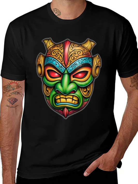Mens Graphic Tee - Tribal Mask Design