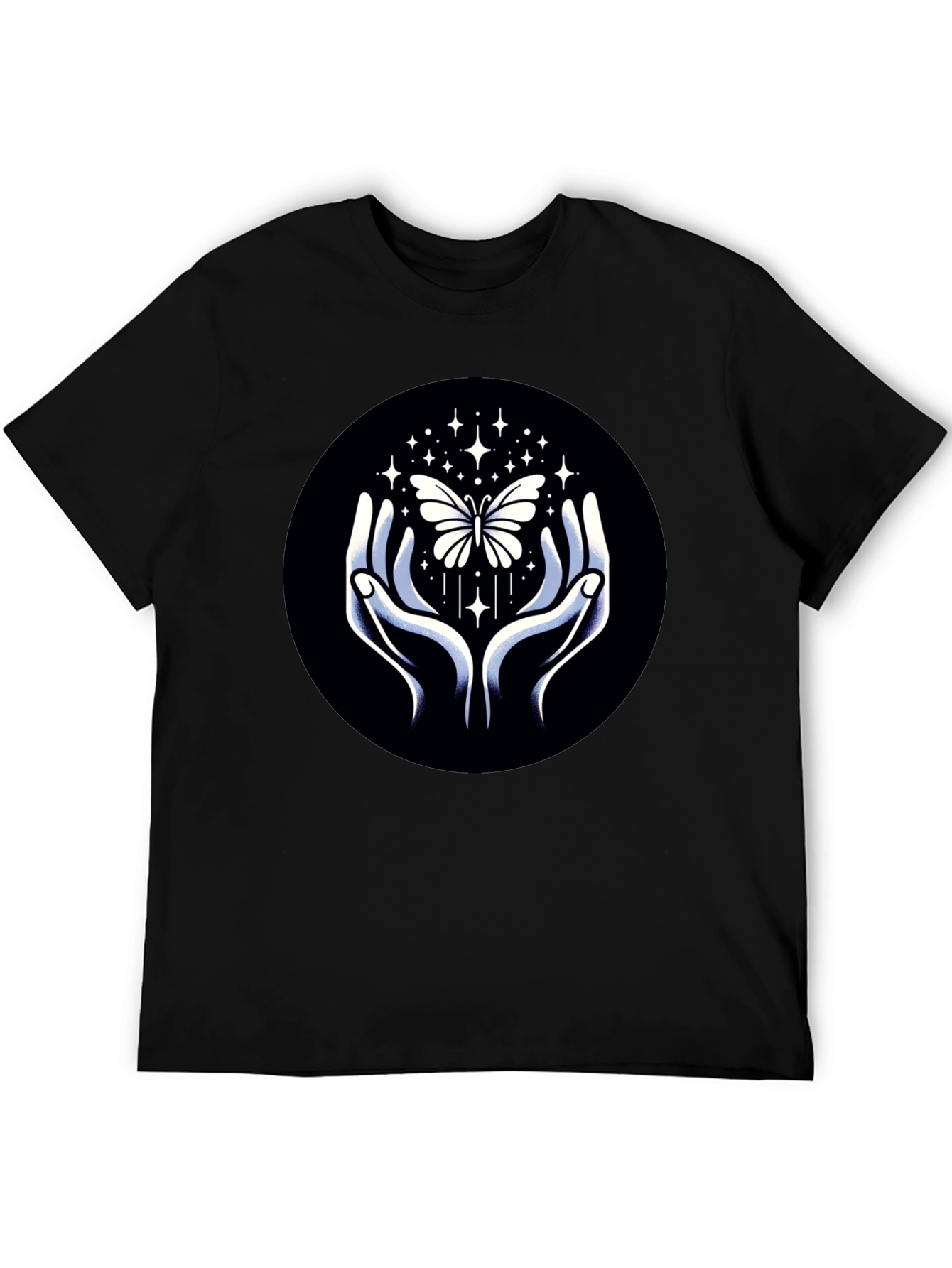 Butterfly Hands Graphic Tee - Stylish Black T-Shirt
