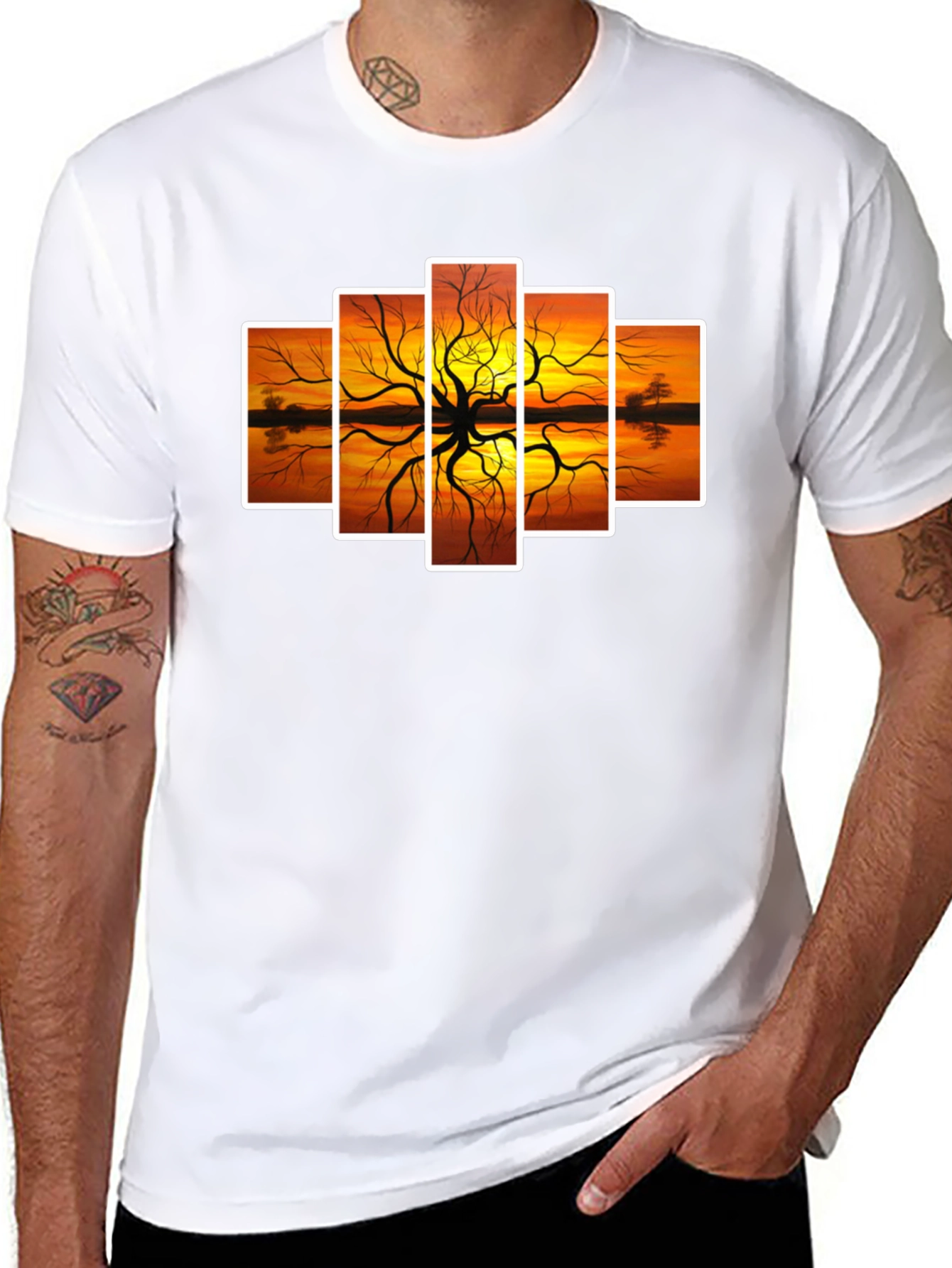 Sunset Tree Graphic Tee - Artistic Nature Design