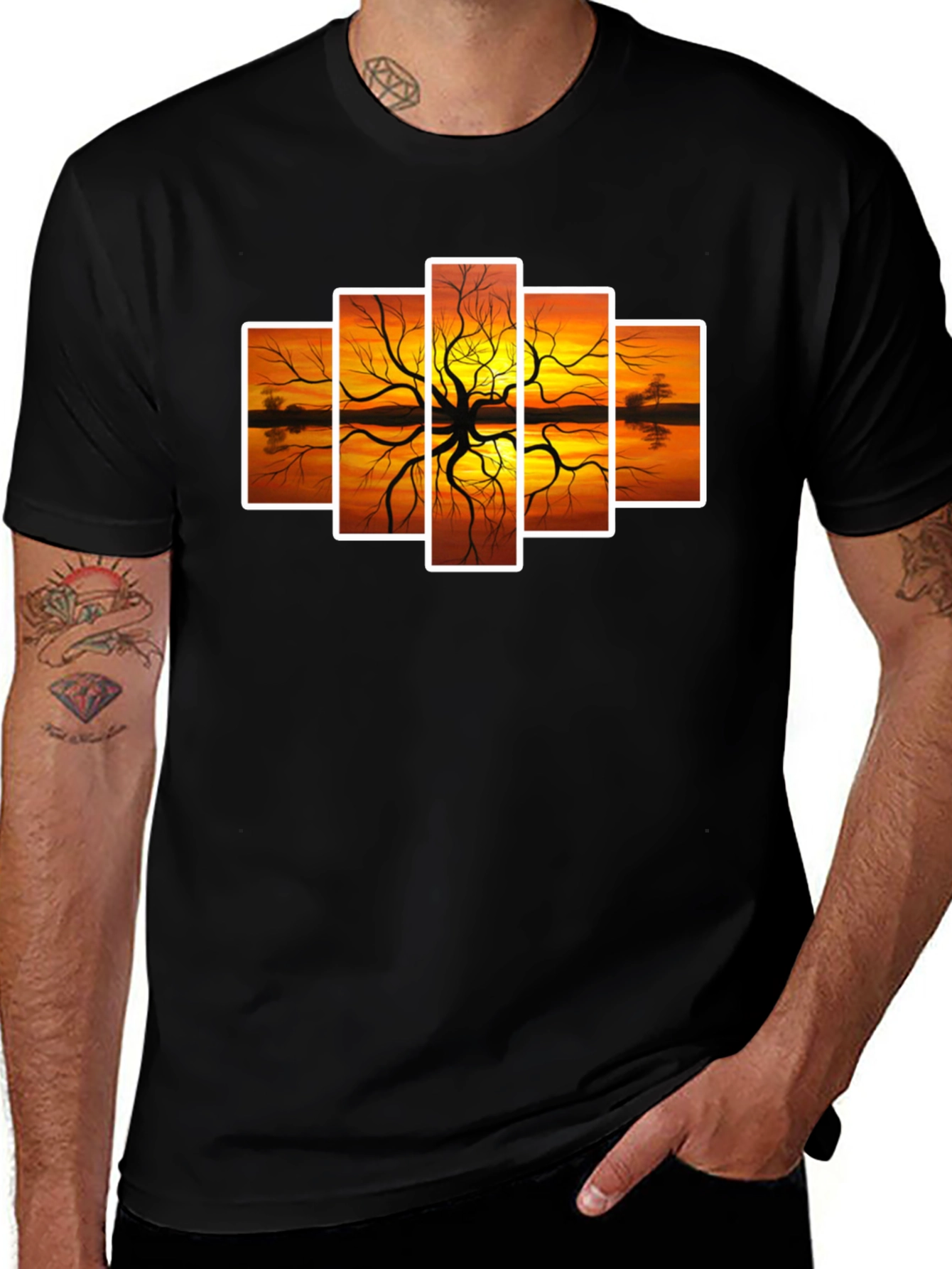 Sunset Tree Graphic Tee - Artistic Nature Design