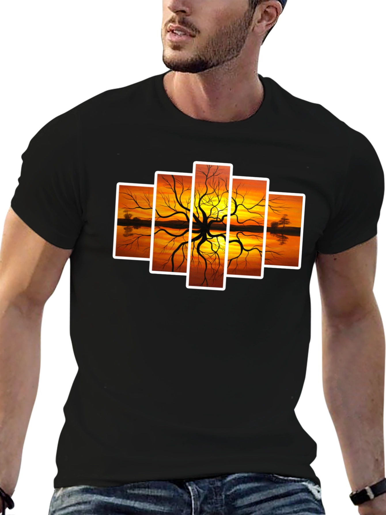 Sunset Tree Graphic Tee - Artistic Nature Design