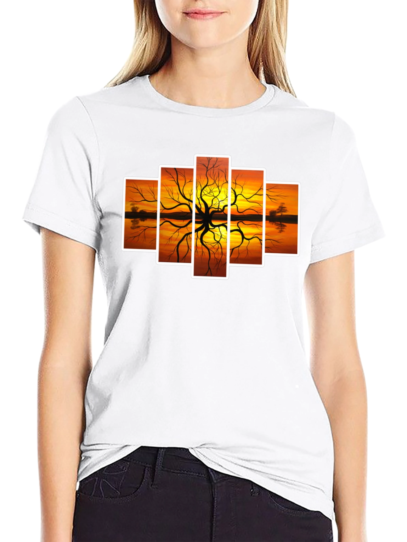 Sunset Tree Graphic Tee - Artistic Nature Design