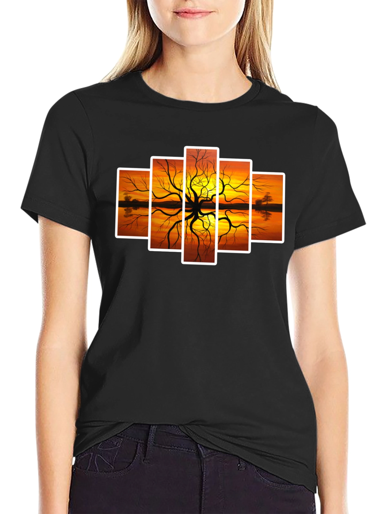 Sunset Tree Graphic Tee - Artistic Nature Design