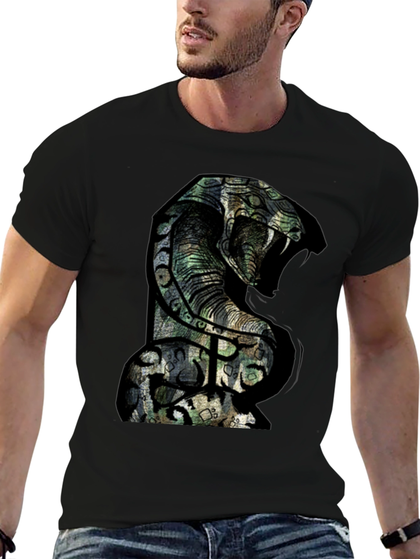 Mens Cobra Graphic T-Shirt - Bold Snake Design