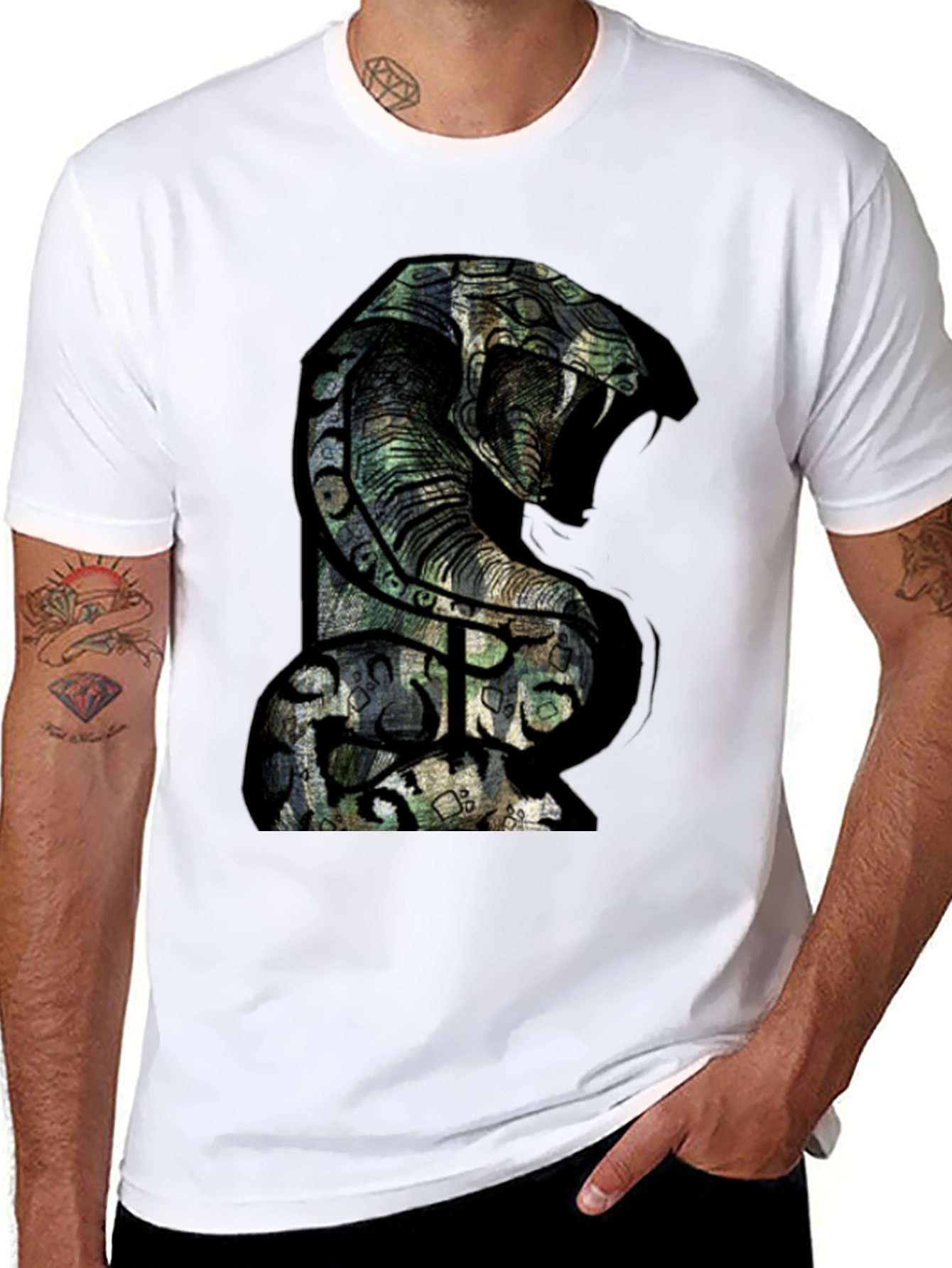 Mens Cobra Graphic T-Shirt - Bold Snake Design
