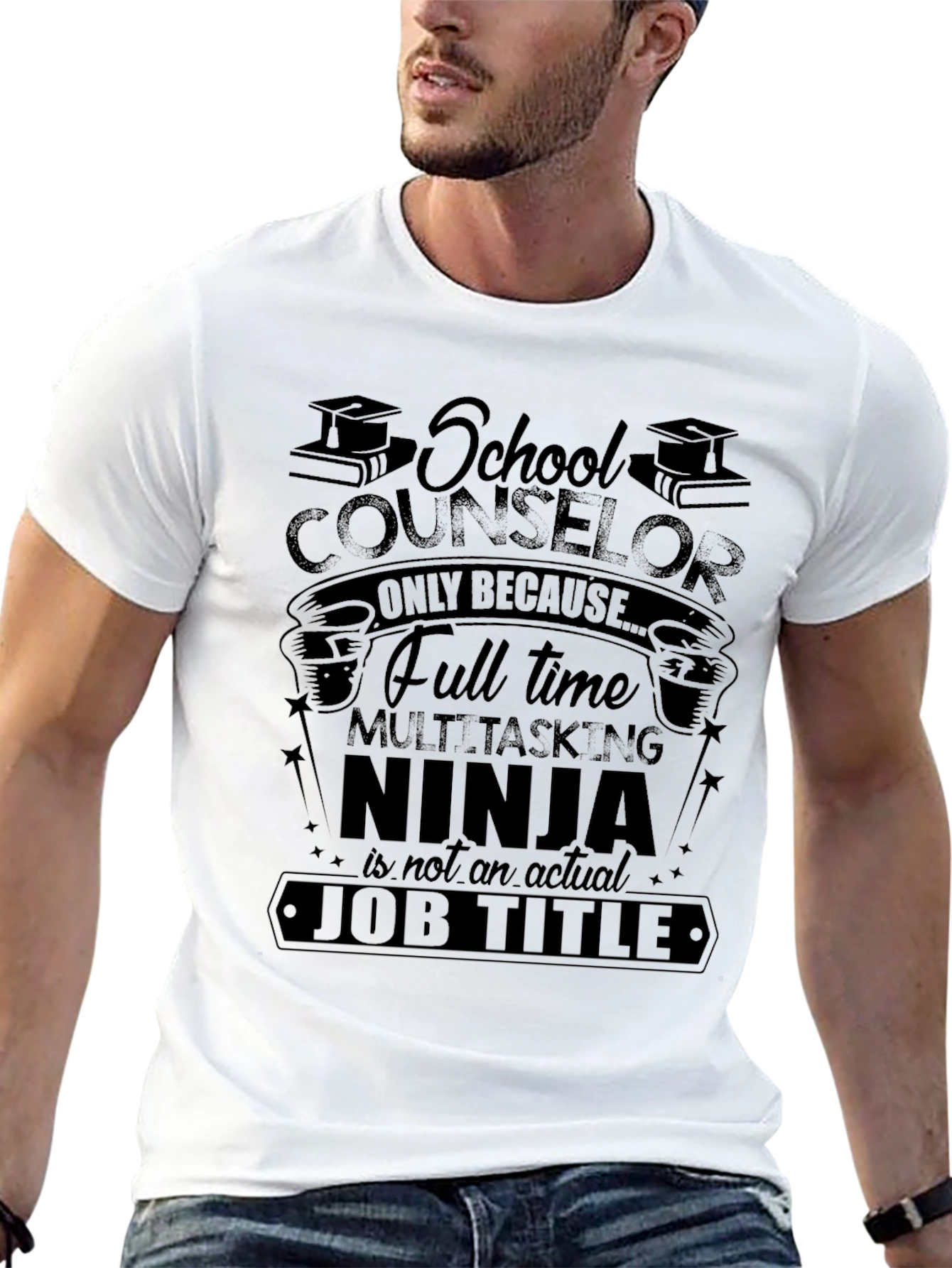 School Counselor Ninja Black T-Shirt